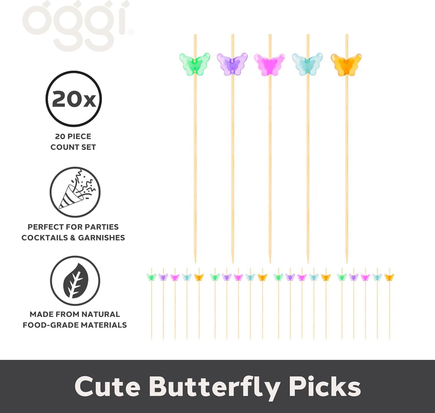 imageOGGI Wooden Cocktail Picks Sticks 20 pcs  Wooden Martini Picks with Colored Balls Reusable Metal Cocktail Skewers Martini Sticks for Olives Appetizers 425quot  11cmCocktail Sticks