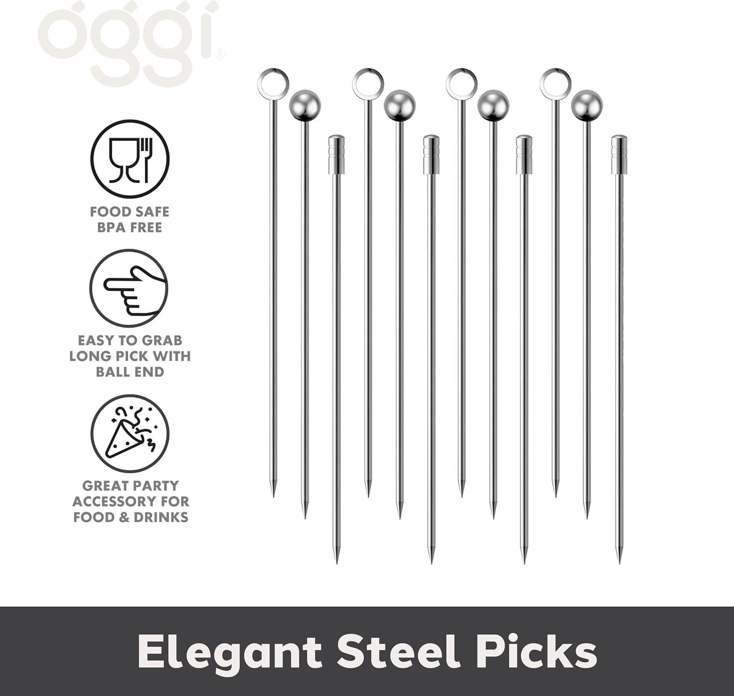 imageOGGI Wooden Cocktail Picks Sticks 20 pcs  Wooden Martini Picks with Colored Balls Reusable Metal Cocktail Skewers Martini Sticks for Olives Appetizers 425quot  11cmCocktail Sticks