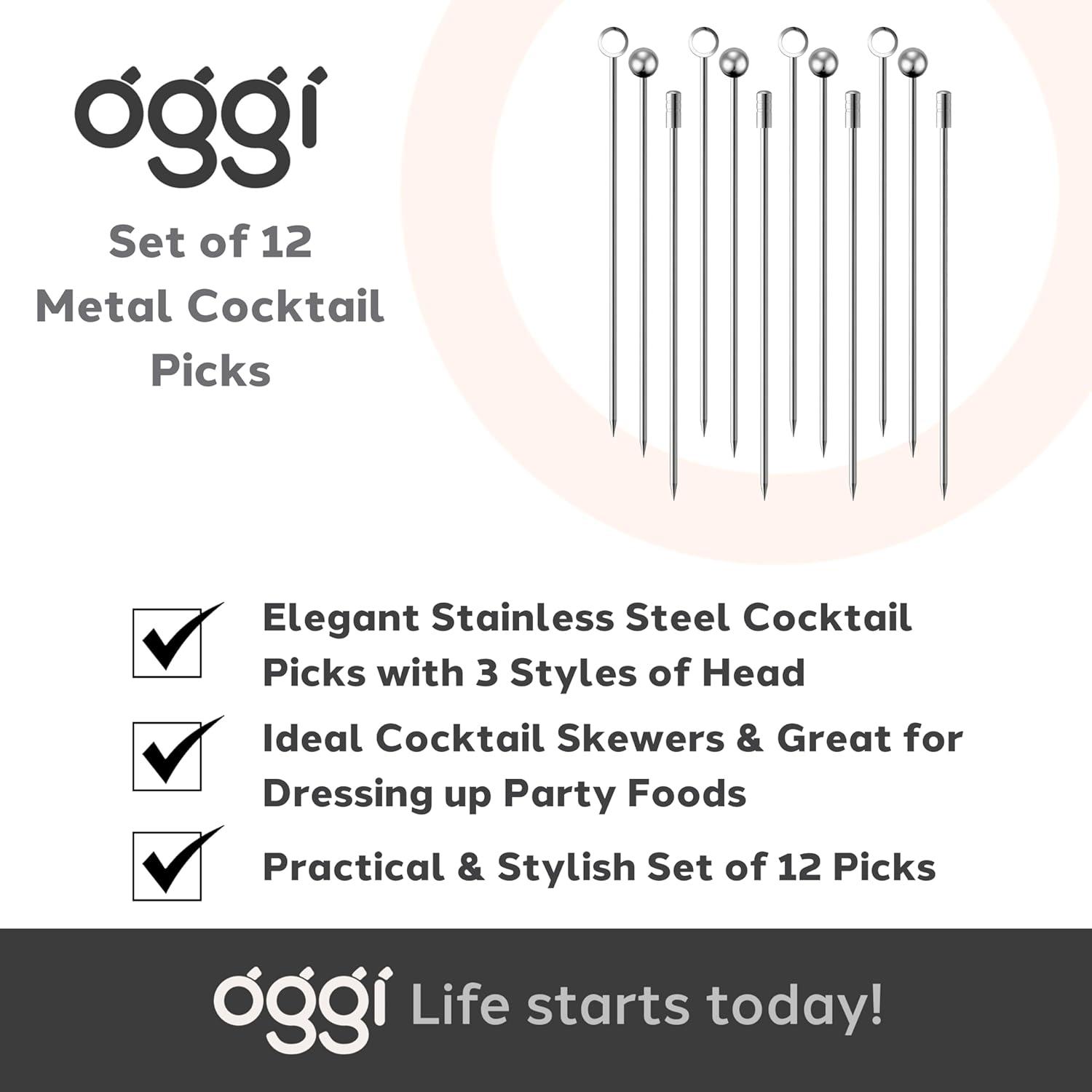 imageOGGI Wooden Cocktail Picks Sticks 20 pcs  Wooden Martini Picks with Colored Balls Reusable Metal Cocktail Skewers Martini Sticks for Olives Appetizers 425quot  11cmCocktail Sticks