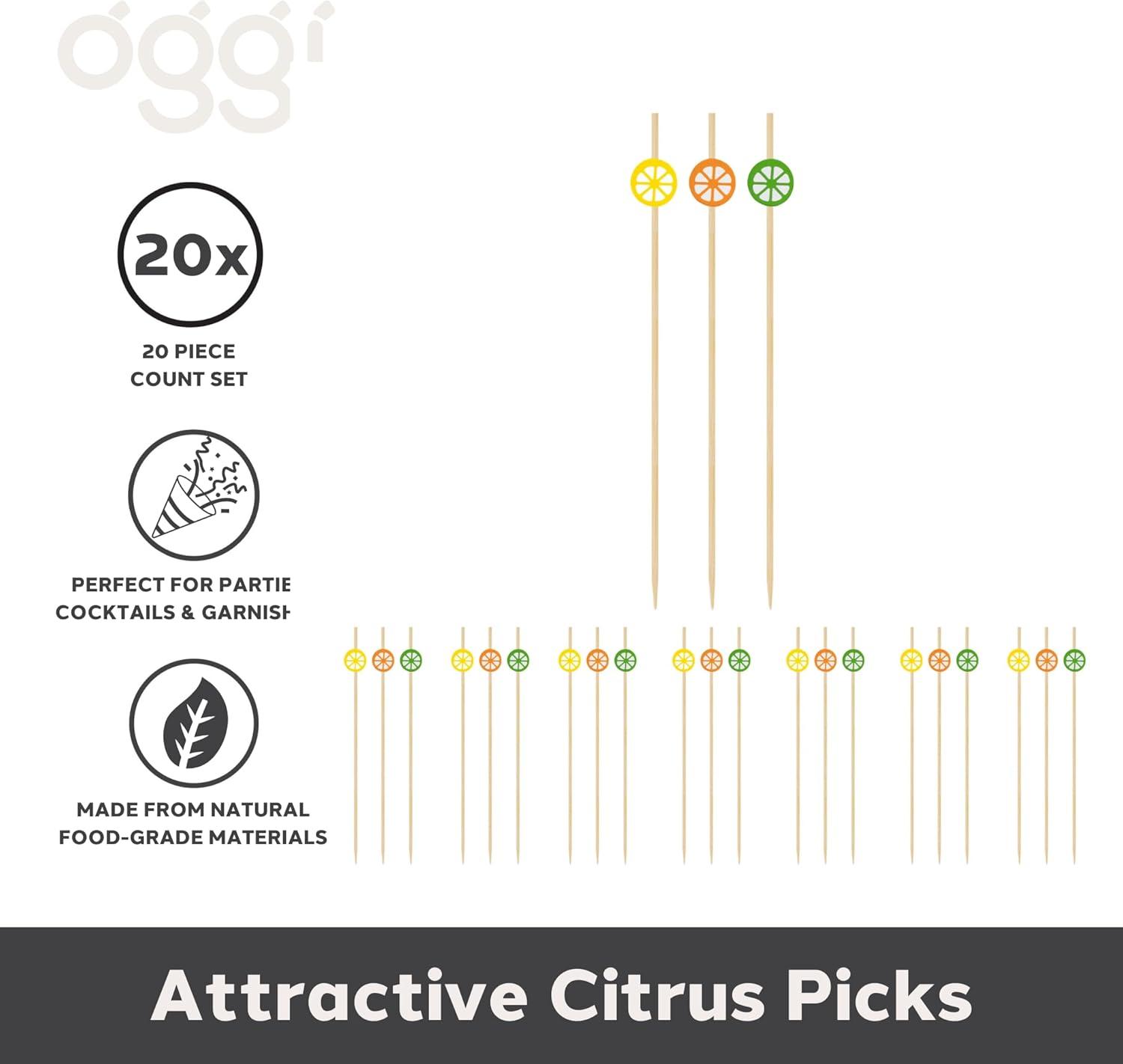 imageOGGI Wooden Cocktail Picks Sticks 20 pcs  Wooden Martini Picks with Colored Balls Reusable Metal Cocktail Skewers Martini Sticks for Olives Appetizers 425quot  11cmCocktail Sticks