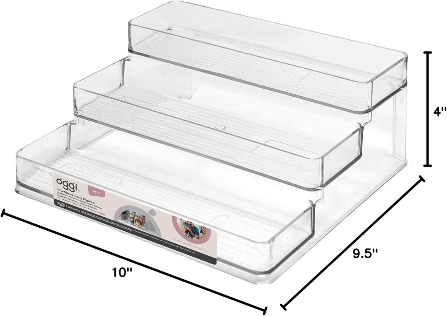 imageOggi 3 Tier Spice Organizer ampamp Pantry Storage For Shelf Kitchen Cabinet Spice Rack Pantry Organization and Storage Clear Shelves1 Count Pack of 1