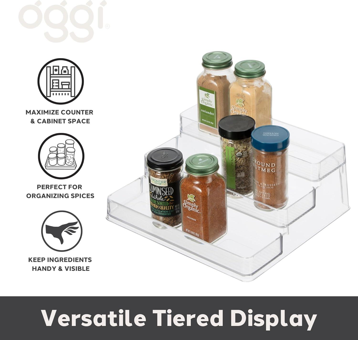 imageOggi 3 Tier Spice Organizer ampamp Pantry Storage For Shelf Kitchen Cabinet Spice Rack Pantry Organization and Storage Clear Shelves1 Count Pack of 1