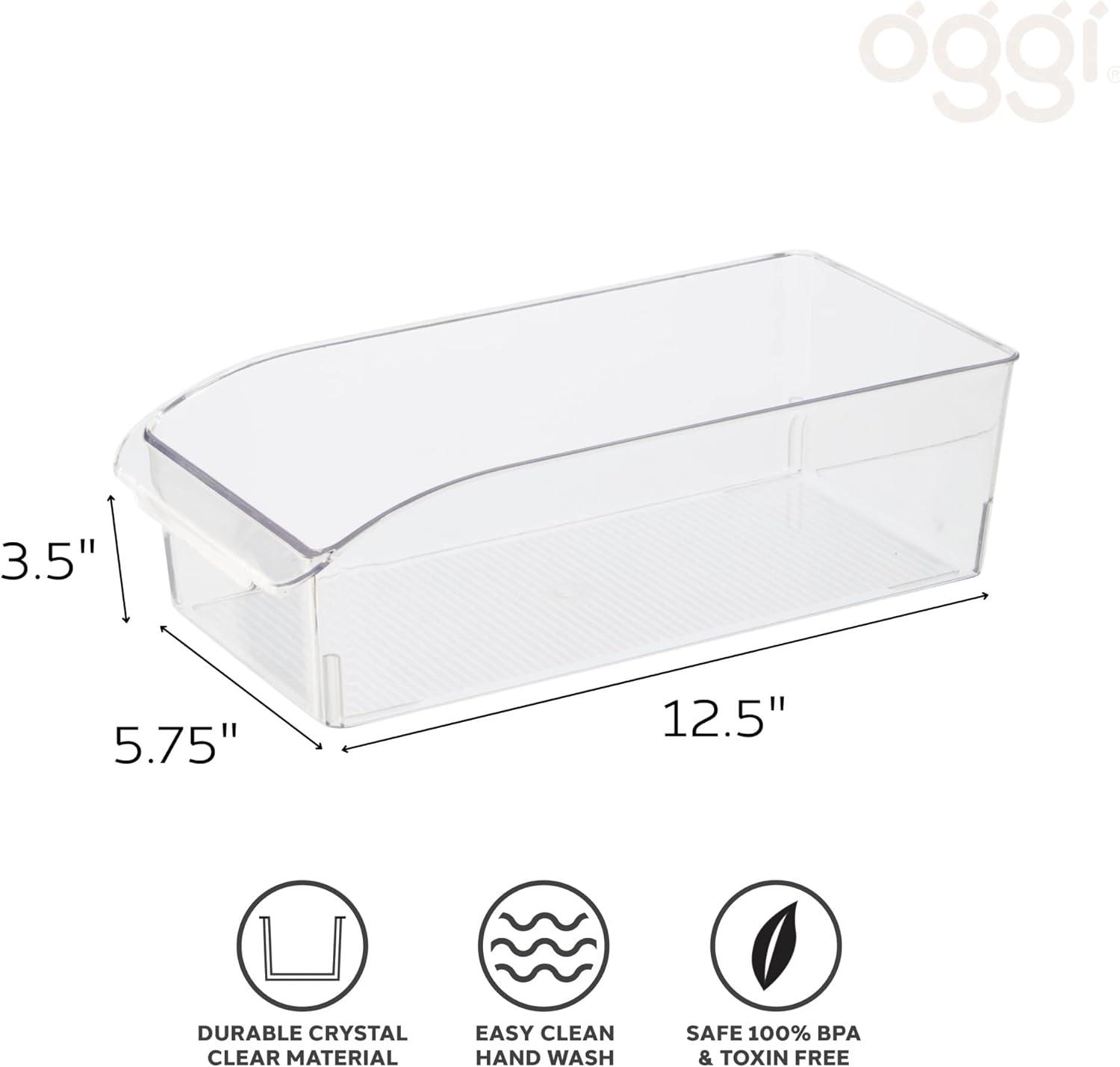 imageOggi 6 Pack of Clear Plastic FridgePantry Bins with Fingergrip Handles 12quot x 775quot x 35quot6Inch Bin set of 6