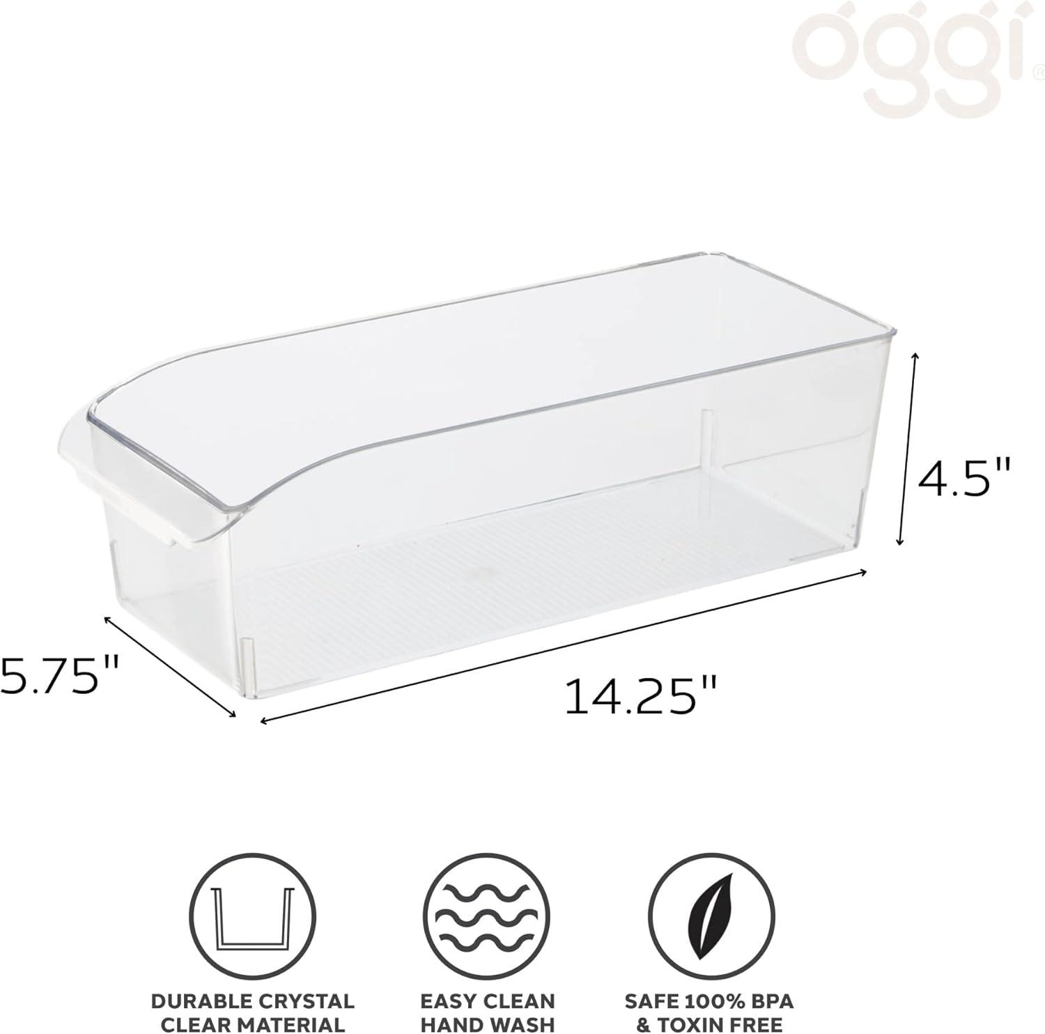 imageOggi 6 Pack of Clear Plastic FridgePantry Bins with Fingergrip Handles 12quot x 775quot x 35quot6Inch Deep Bin set of 6