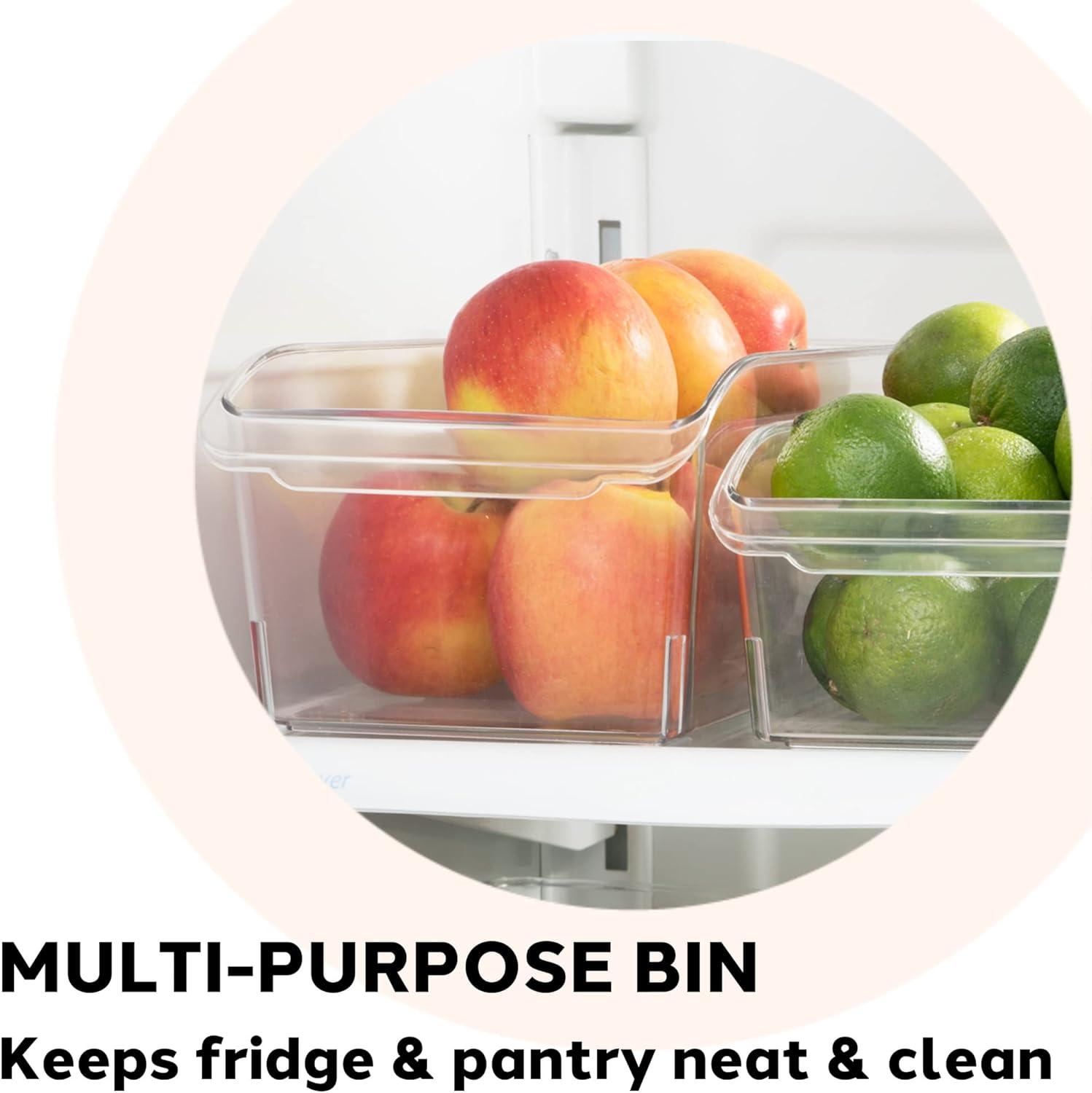 imageOggi 6 Pack of Clear Plastic FridgePantry Bins with Fingergrip Handles 12quot x 775quot x 35quot8Inch Deep Bin set of 6