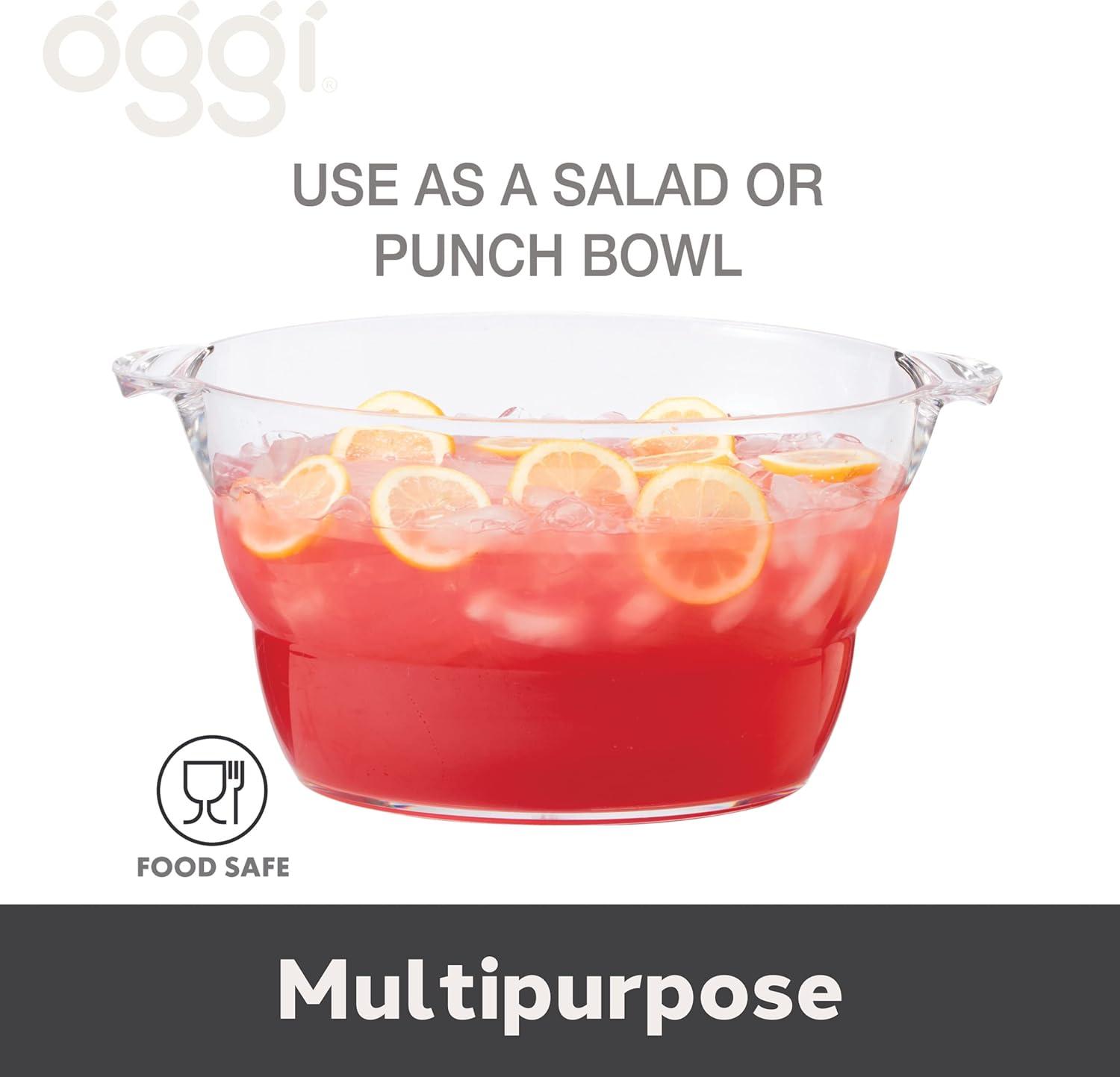 imageOggi Acrylic Oval Party Tub  Clear Beverage Cooler wHandles Wine Cooler Beer Chiller Ideal Party Tubs for Drinks Use Ice Tub for Indoor or Outdoor Bars 185quot x 11quotOval Party Tub