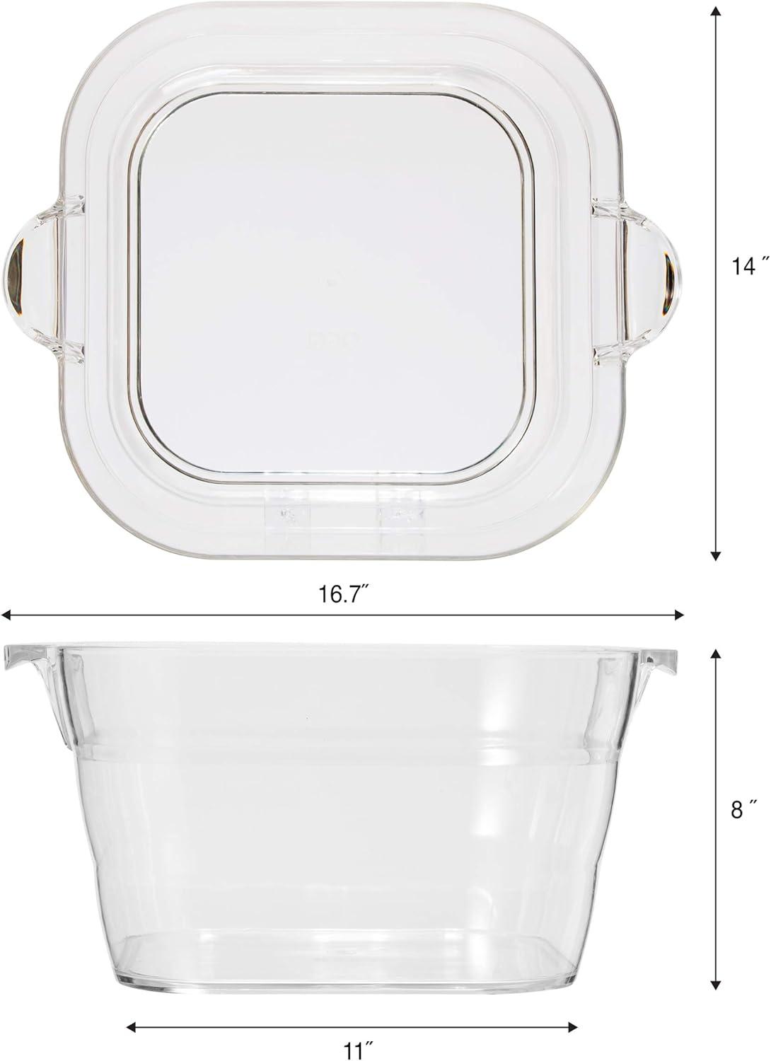 imageOggi Acrylic Oval Party Tub  Clear Beverage Cooler wHandles Wine Cooler Beer Chiller Ideal Party Tubs for Drinks Use Ice Tub for Indoor or Outdoor Bars 185quot x 11quotSquare Party Tub