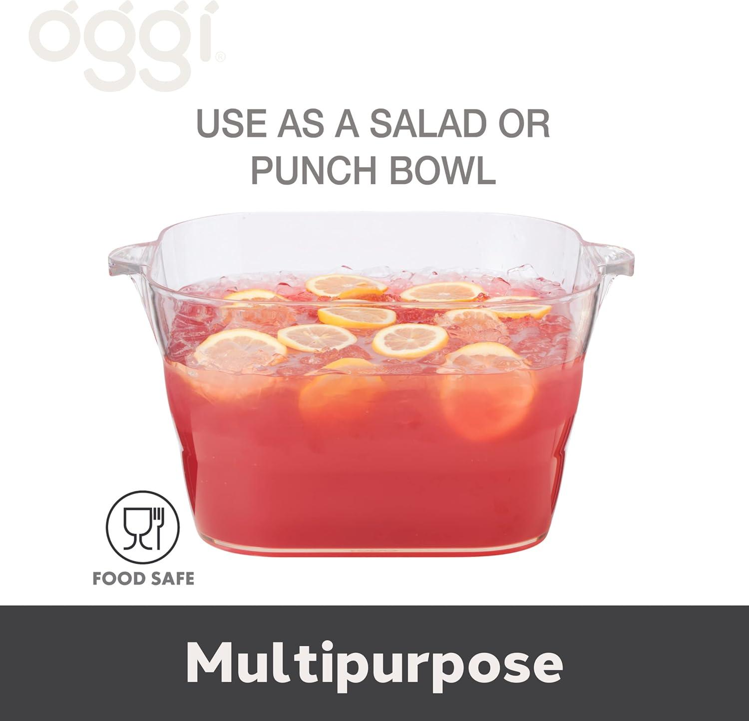 imageOggi Acrylic Oval Party Tub  Clear Beverage Cooler wHandles Wine Cooler Beer Chiller Ideal Party Tubs for Drinks Use Ice Tub for Indoor or Outdoor Bars 185quot x 11quotSquare Party Tub