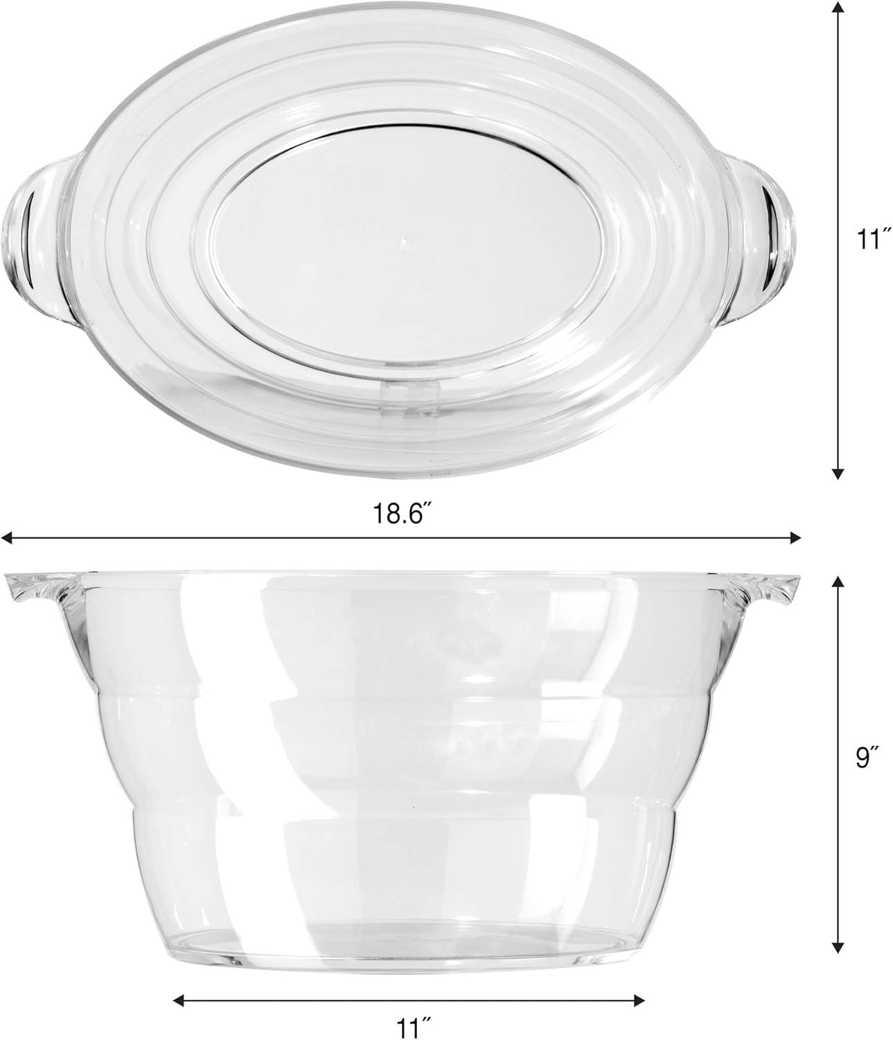 imageOggi Acrylic Oval Party Tub  Clear Beverage Cooler wHandles Wine Cooler Beer Chiller Ideal Party Tubs for Drinks Use Ice Tub for Indoor or Outdoor Bars 185quot x 11quotOval Party Tub