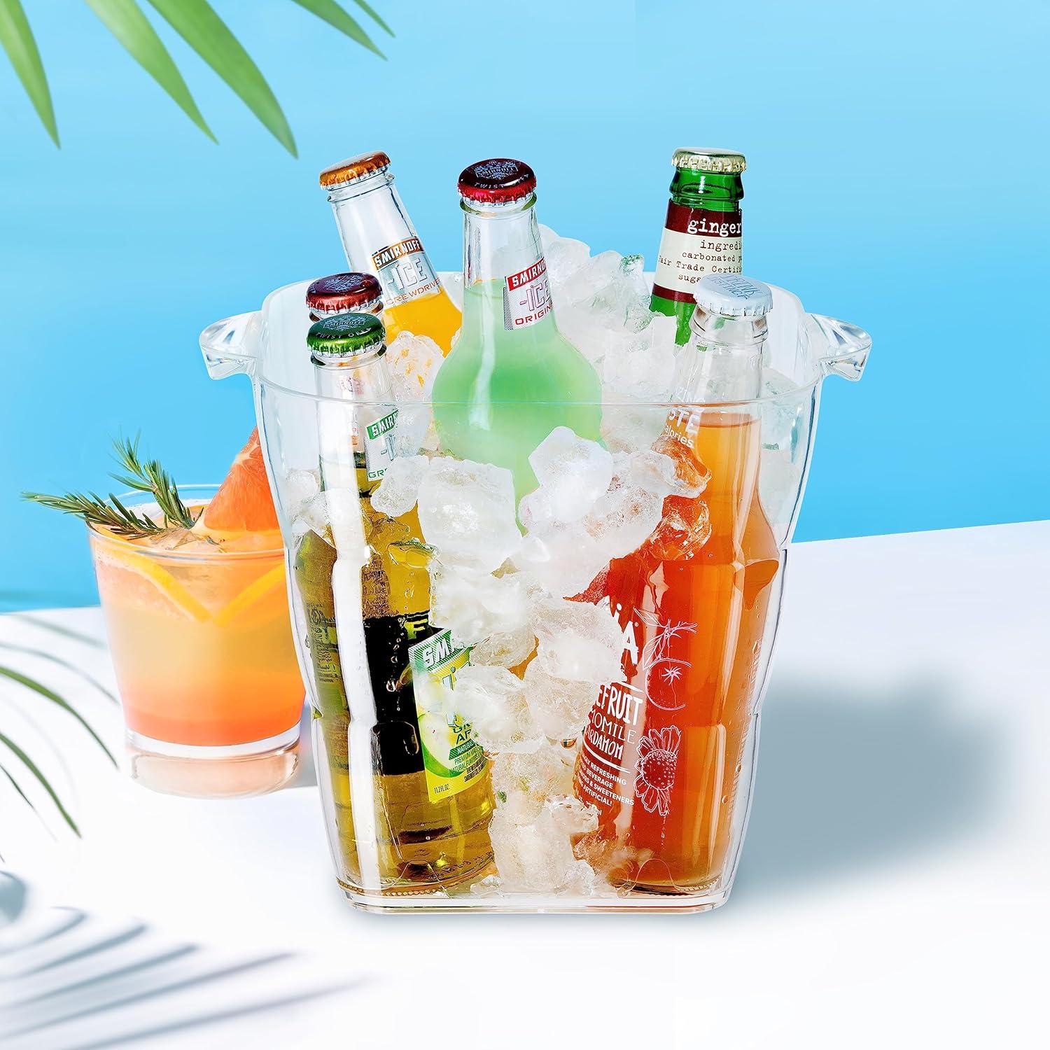 imageOggi Acrylic Oval Party Tub  Clear Beverage Cooler wHandles Wine Cooler Beer Chiller Ideal Party Tubs for Drinks Use Ice Tub for Indoor or Outdoor Bars 185quot x 11quotSquare Ice Tub