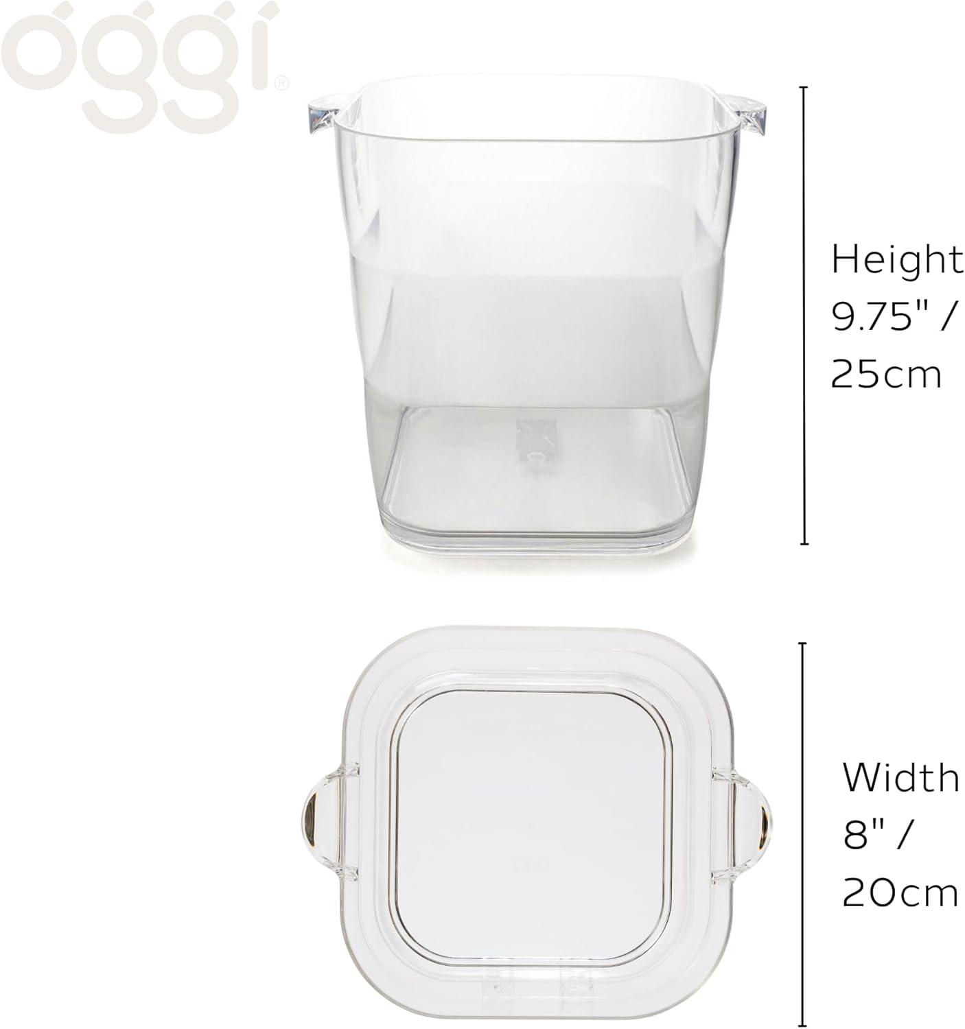 imageOggi Acrylic Oval Party Tub  Clear Beverage Cooler wHandles Wine Cooler Beer Chiller Ideal Party Tubs for Drinks Use Ice Tub for Indoor or Outdoor Bars 185quot x 11quotSquare Ice Tub