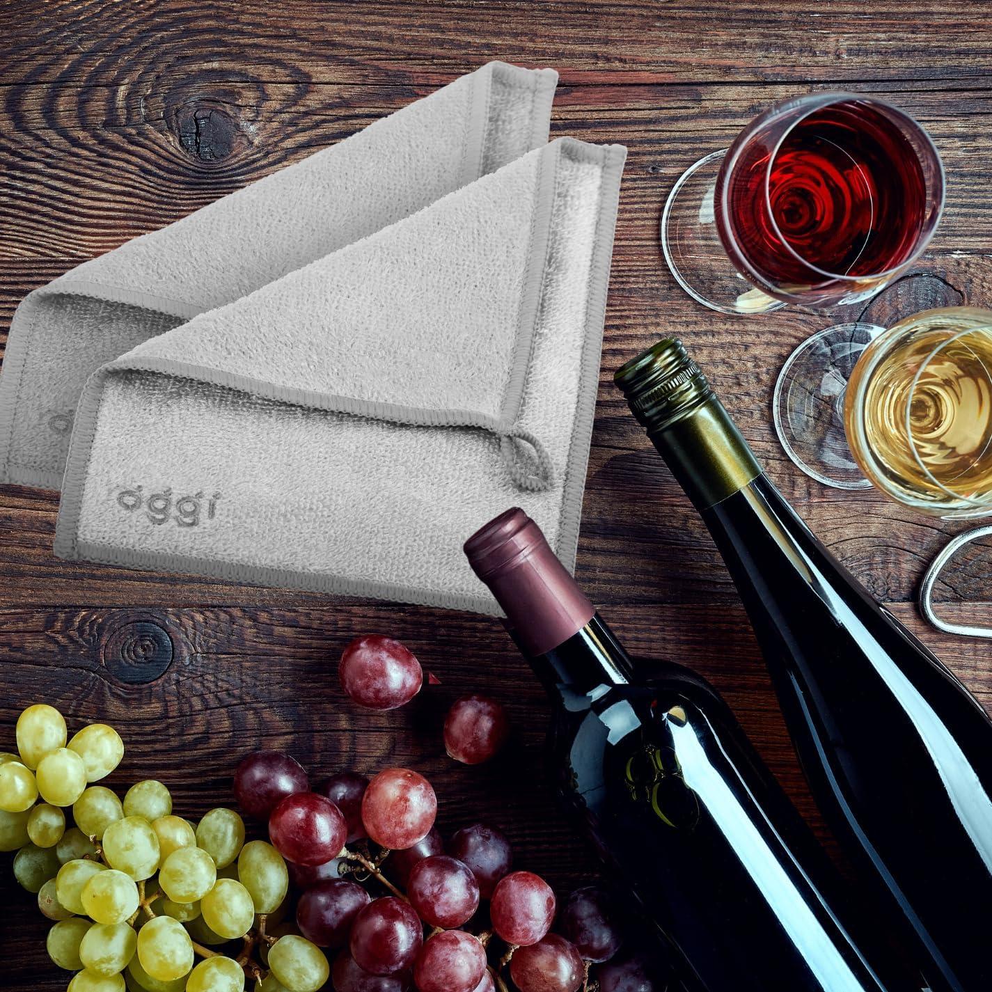imageOggi Bambou Wine Glass Polishing Cloths  Natural Wine Polishing Cloth 91 BambooDerived Rayon Cellulose Fiber Reusable Hygienic Fast Dry OdorFree NonScratch LintFree  2 pcs 7x9
