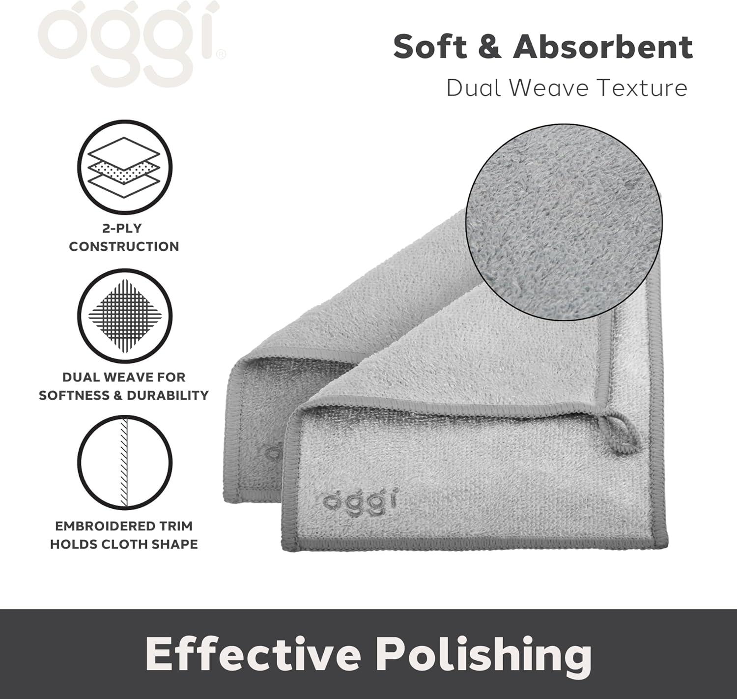 imageOggi Bambou Wine Glass Polishing Cloths  Natural Wine Polishing Cloth 91 BambooDerived Rayon Cellulose Fiber Reusable Hygienic Fast Dry OdorFree NonScratch LintFree  2 pcs 7x9