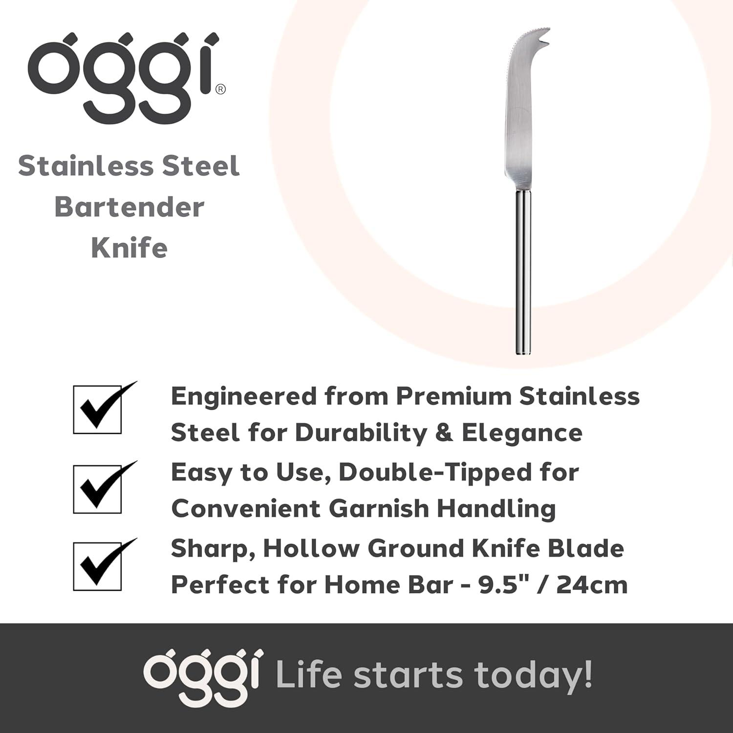 imageOggi Bartender Knife 95quot  24cm Bar Knife Stainless Steel Handle Double Tipped Stainless Steel Blade Bar Cart Accessories Bartender Accessories Cocktail Kit