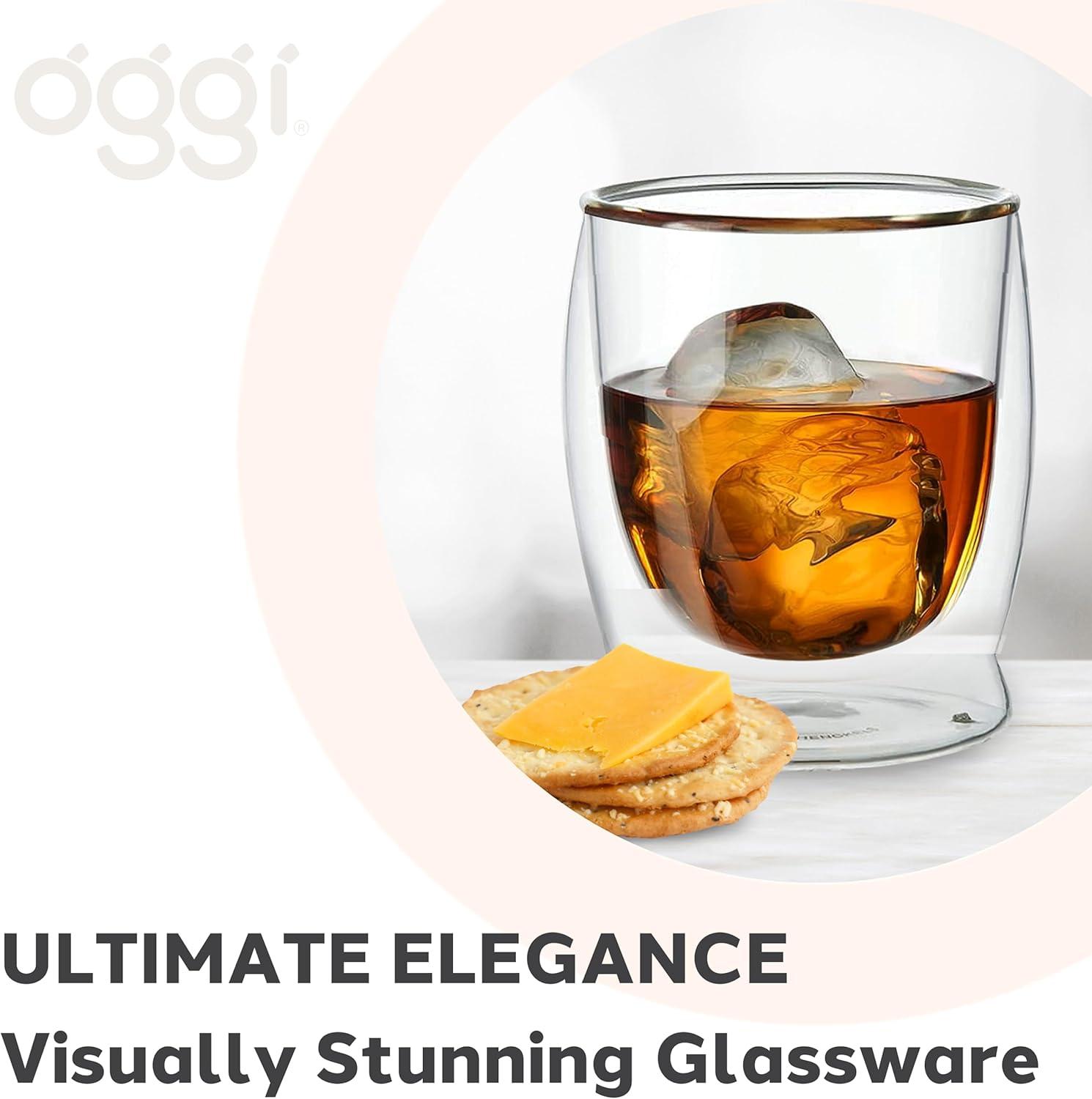 imageOggi Beer Double Wall Insulated Glass Mug Ideal for IPA ale lager stout pilsner Beer Stays Cool Longer Even Outdoors Visually Stunning 14oz  400ml Set of 2Clear