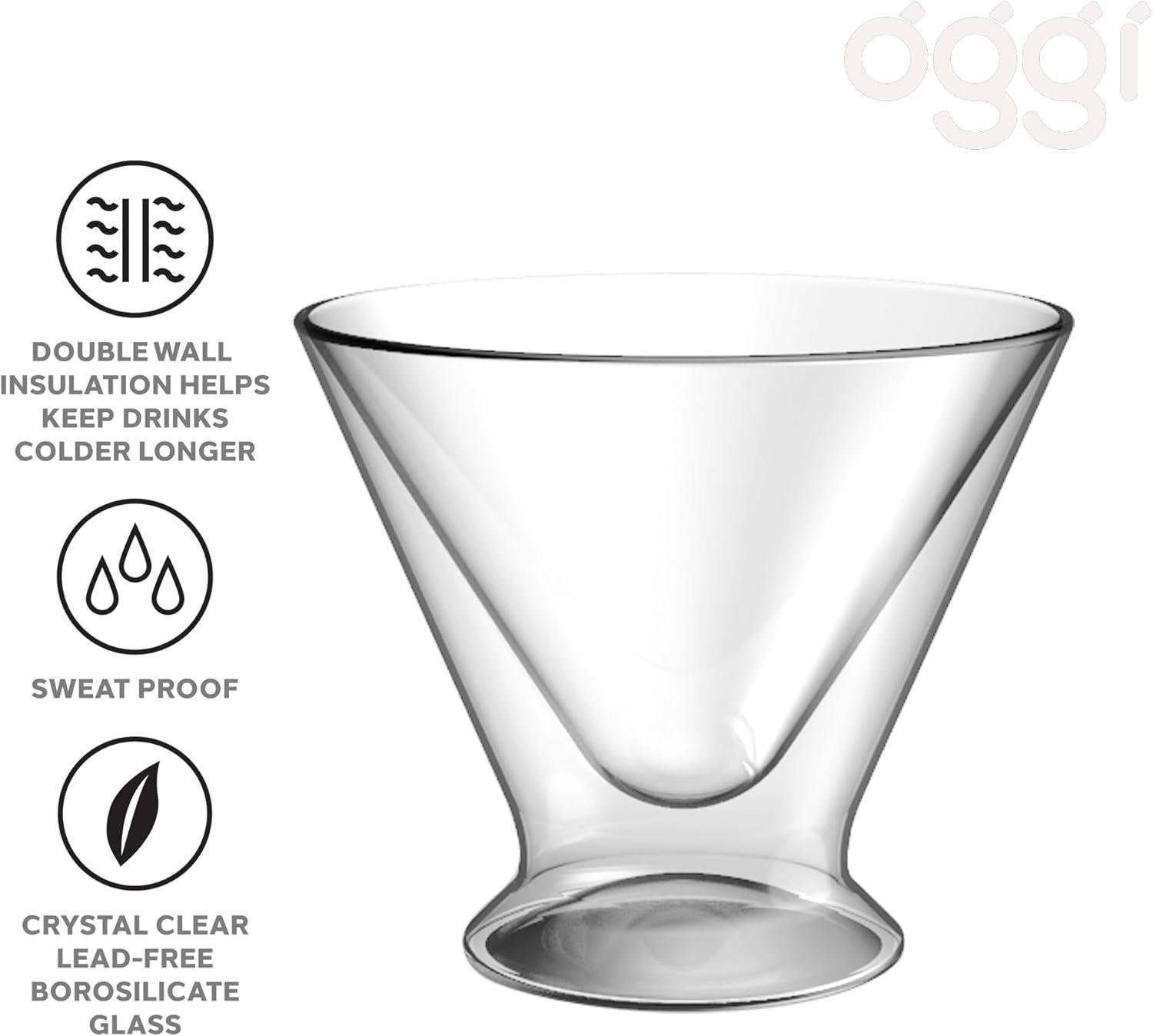 imageOggi Beer Double Wall Insulated Glass Mug Ideal for IPA ale lager stout pilsner Beer Stays Cool Longer Even Outdoors Visually Stunning 14oz  400ml Set of 2Clear