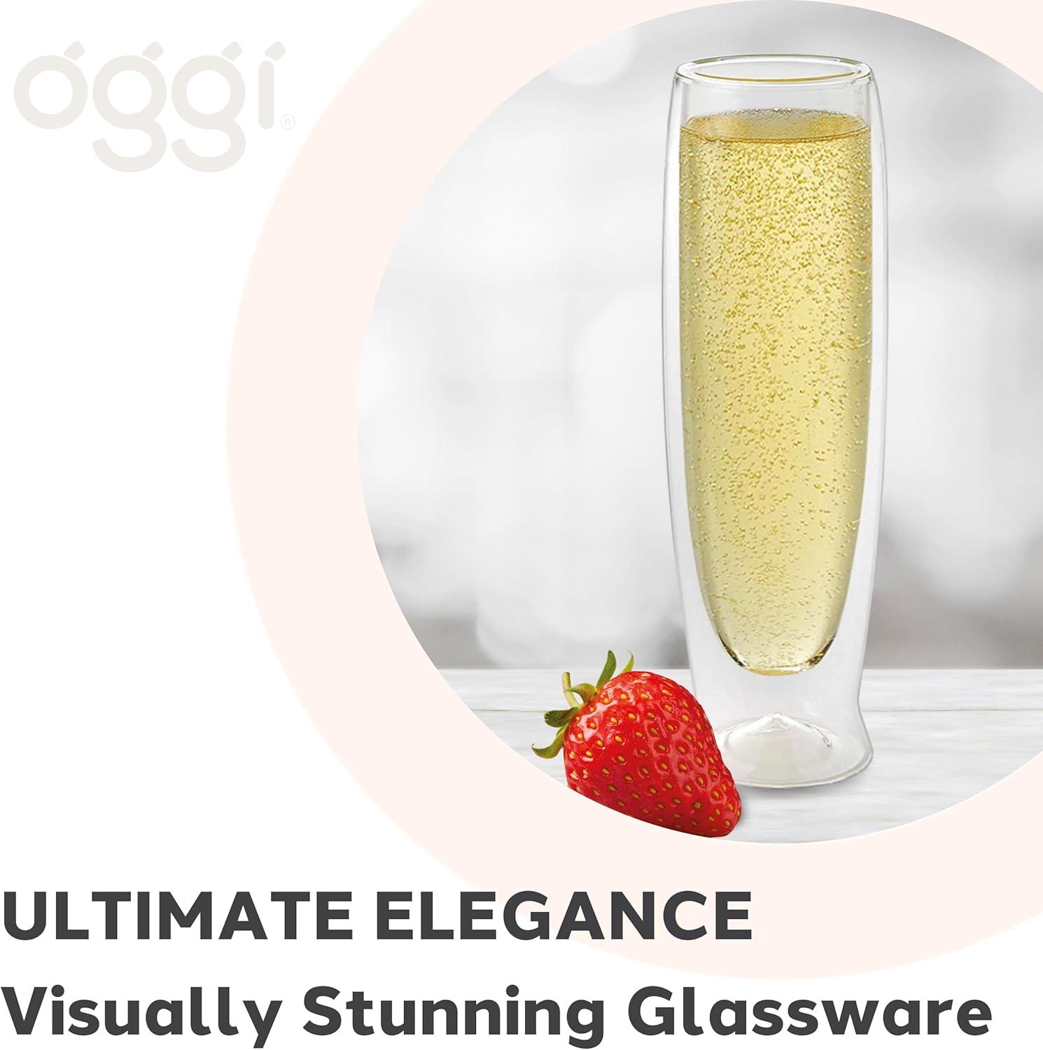 imageOggi Beer Double Wall Insulated Glass Mug Ideal for IPA ale lager stout pilsner Beer Stays Cool Longer Even Outdoors Visually Stunning 14oz  400ml Set of 2Clear