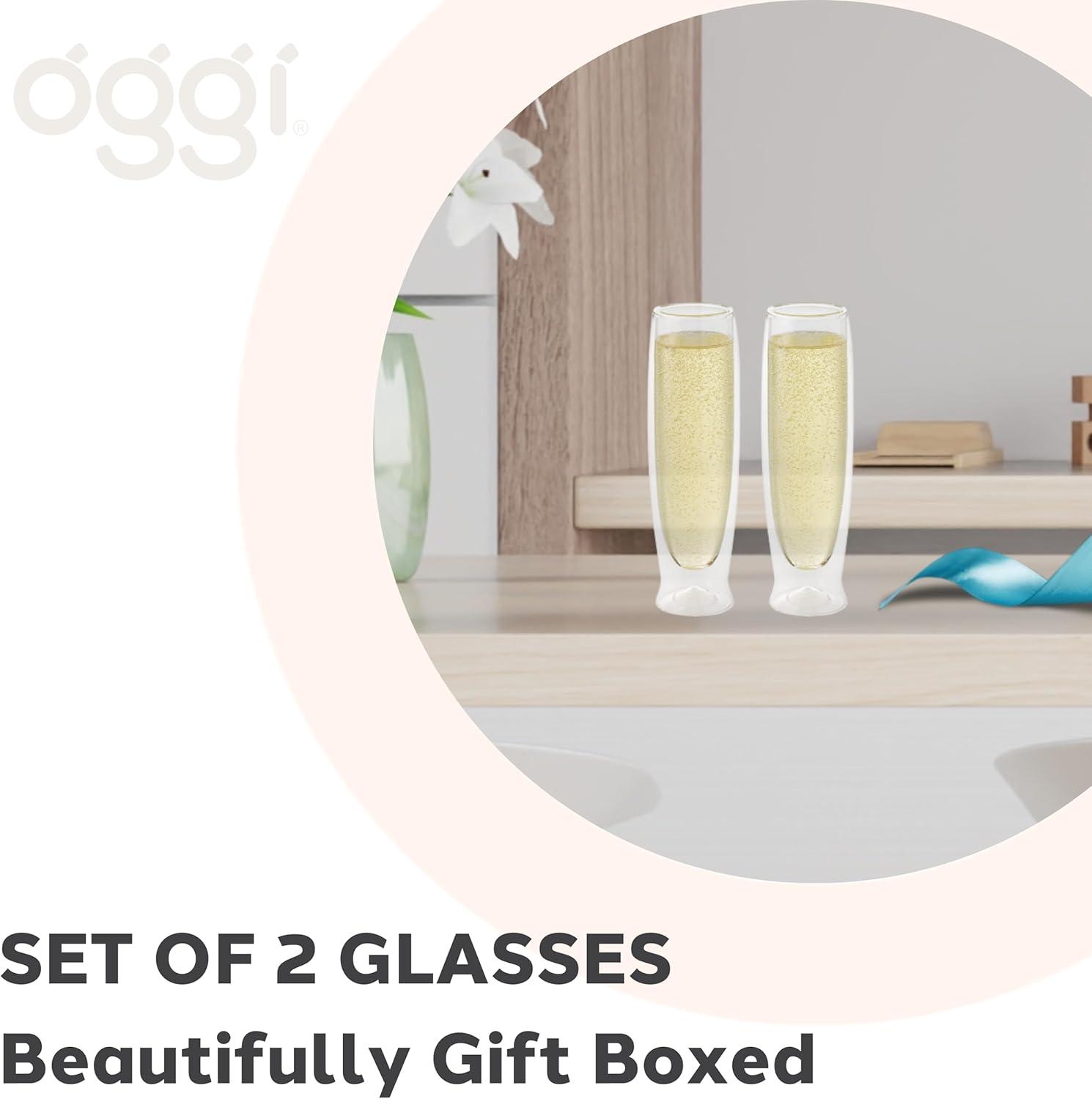imageOggi Beer Double Wall Insulated Glass Mug Ideal for IPA ale lager stout pilsner Beer Stays Cool Longer Even Outdoors Visually Stunning 14oz  400ml Set of 2Clear