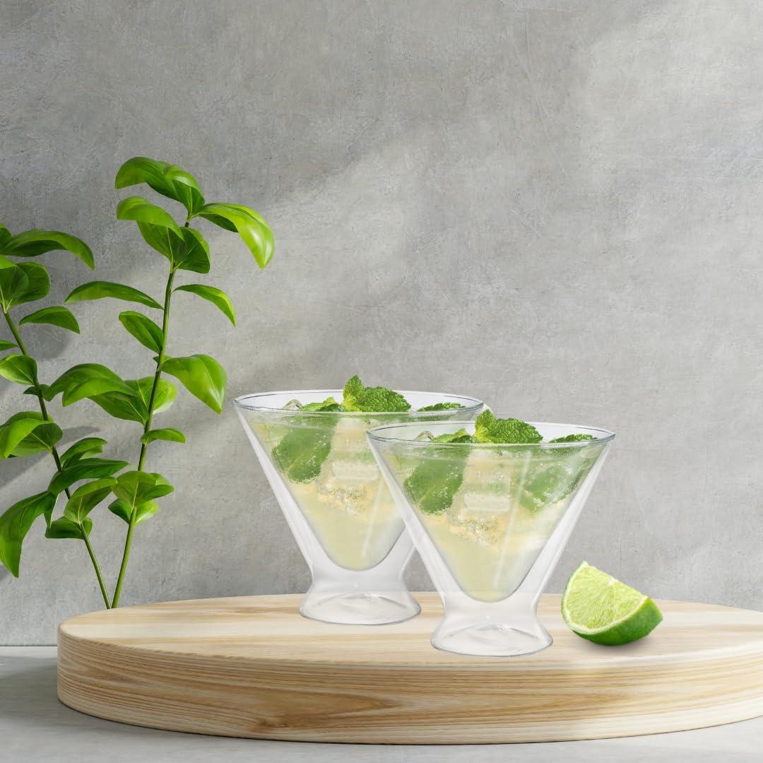imageOggi Beer Double Wall Insulated Glass Mug Ideal for IPA ale lager stout pilsner Beer Stays Cool Longer Even Outdoors Visually Stunning 14oz  400ml Set of 2Clear