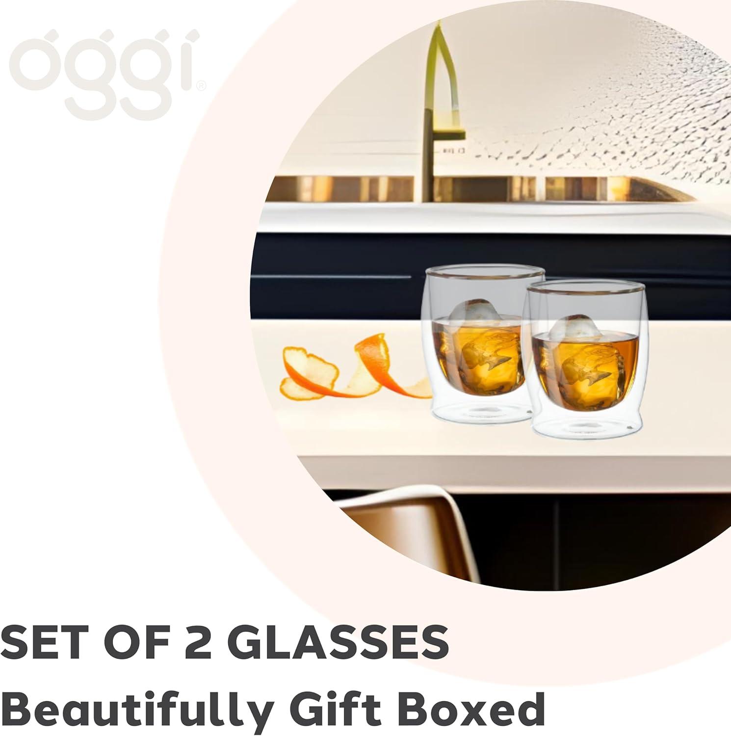 imageOggi Beer Double Wall Insulated Glass Mug Ideal for IPA ale lager stout pilsner Beer Stays Cool Longer Even Outdoors Visually Stunning 14oz  400ml Set of 2Clear