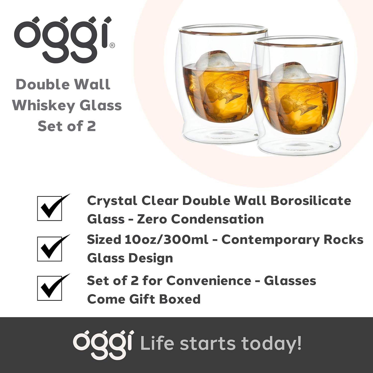 imageOggi Beer Double Wall Insulated Glass Mug Ideal for IPA ale lager stout pilsner Beer Stays Cool Longer Even Outdoors Visually Stunning 14oz  400ml Set of 2Clear