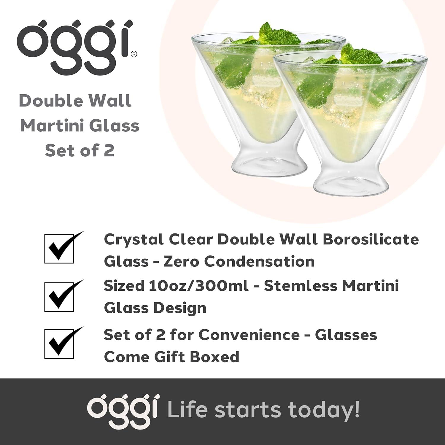 imageOggi Beer Double Wall Insulated Glass Mug Ideal for IPA ale lager stout pilsner Beer Stays Cool Longer Even Outdoors Visually Stunning 14oz  400ml Set of 2Clear