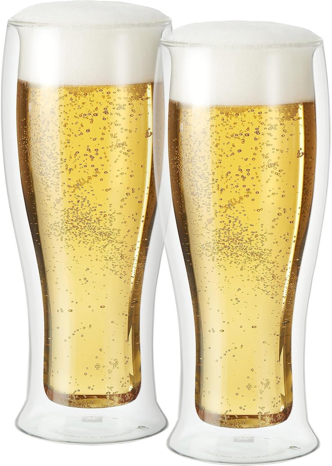 imageOggi Beer Double Wall Insulated Glass Mug Ideal for IPA ale lager stout pilsner Beer Stays Cool Longer Even Outdoors Visually Stunning 14oz  400ml Set of 2Clear