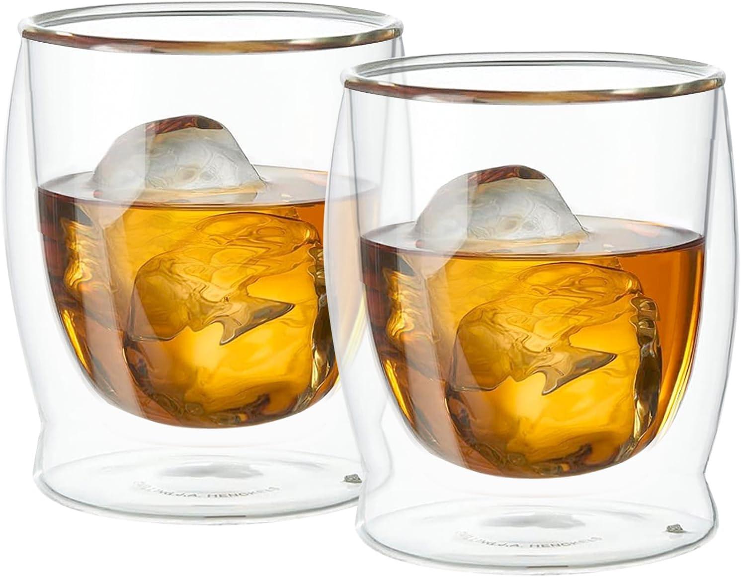 imageOggi Beer Double Wall Insulated Glass Mug Ideal for IPA ale lager stout pilsner Beer Stays Cool Longer Even Outdoors Visually Stunning 14oz  400ml Set of 2Clear