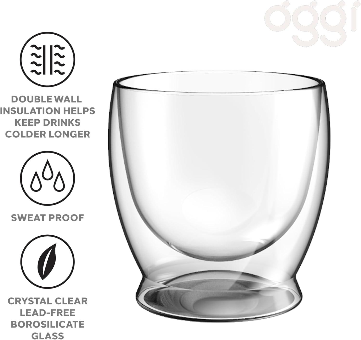 imageOggi Beer Double Wall Insulated Glass Mug Ideal for IPA ale lager stout pilsner Beer Stays Cool Longer Even Outdoors Visually Stunning 14oz  400ml Set of 2Clear