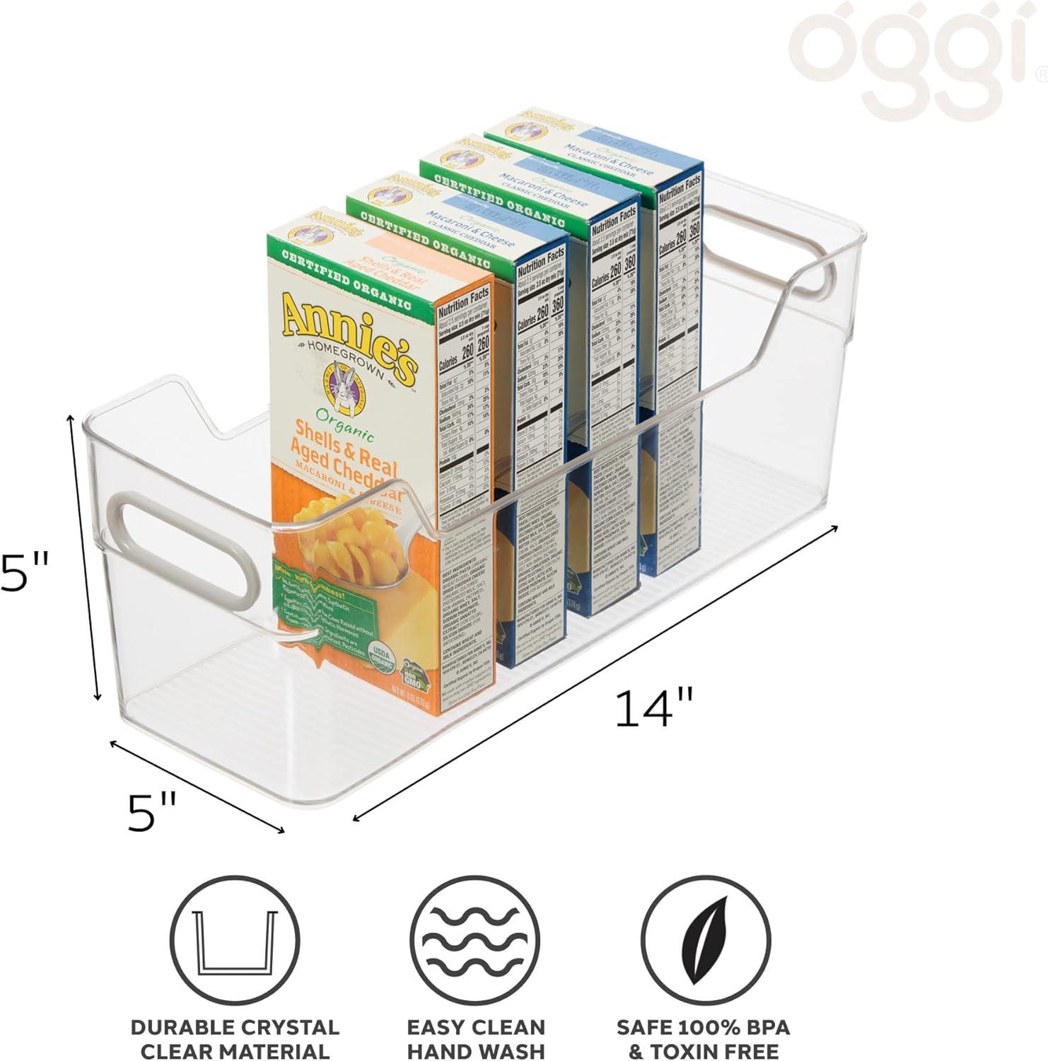 imageOggi CabinetDrawer Storage Bin  14quot x 5quot Set of 6 ClearGray Ideal for Kitchen Organization Pantry Storage Fridge Organizing14 x 5  Tall set of 6