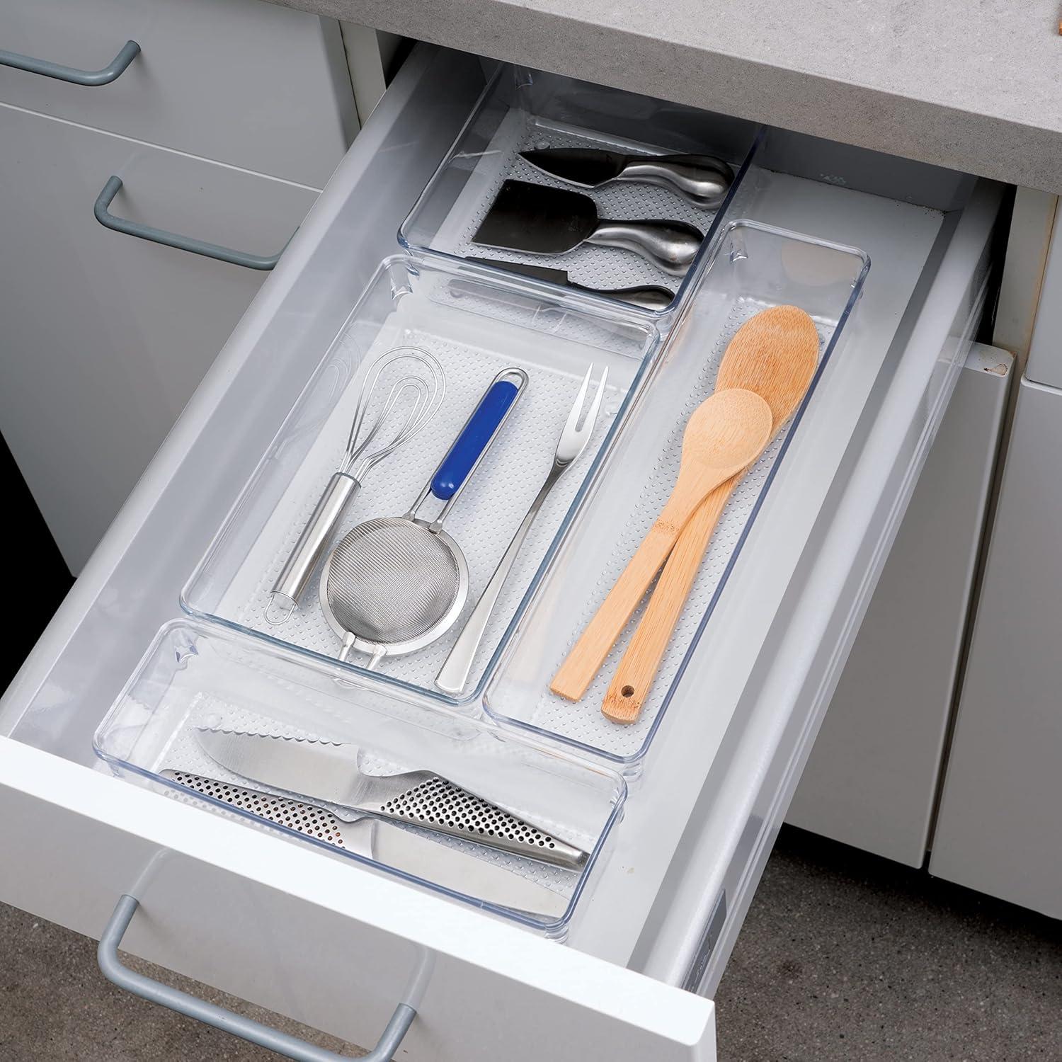 imageOggi Clear Drawer Organizer  3quot X 125quot Set of 6  Ideal for Organizing Kitchen Drawers Office Desk Silverware Kitchen Utensils Cosmetics and Bathrooms3 by 95 set of 6