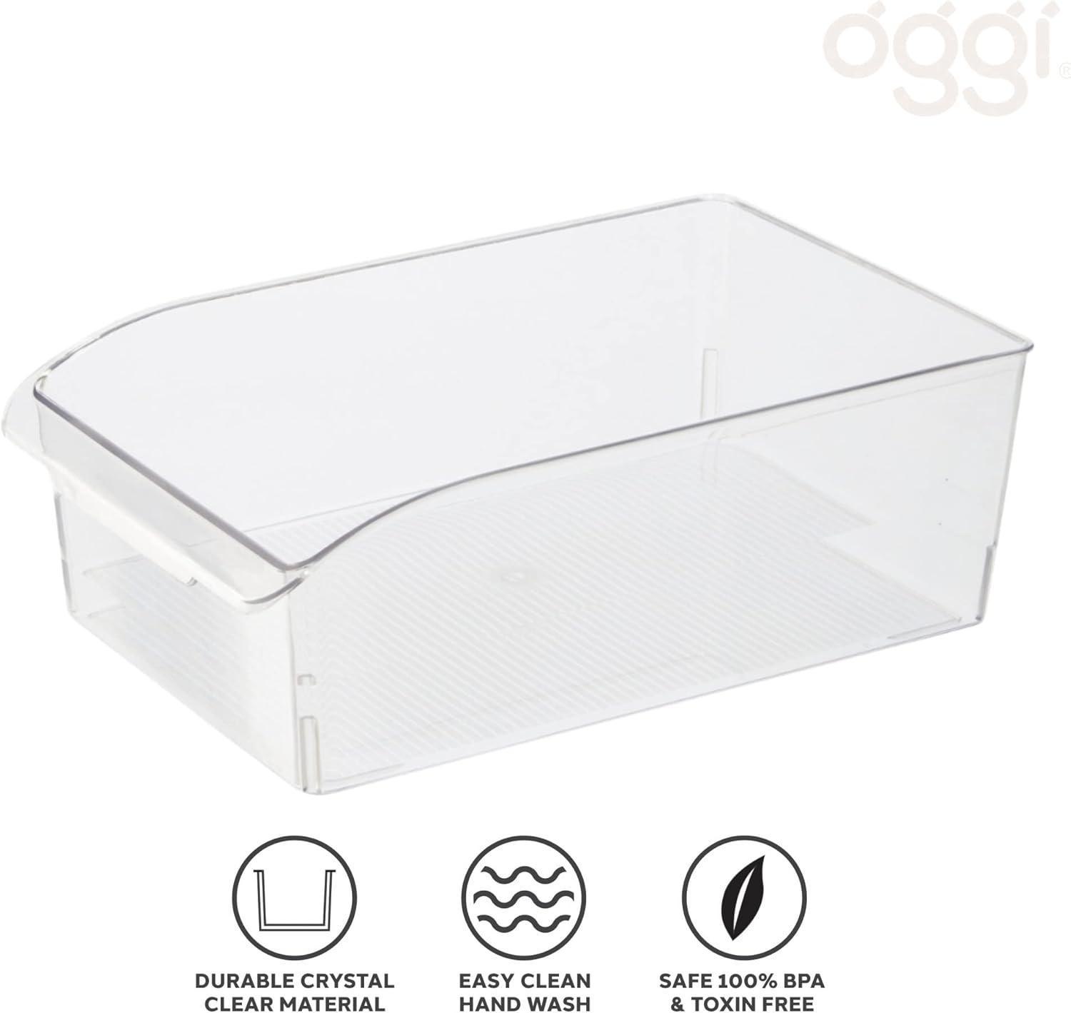 imageOggi Fridge  Pantry Bin w Fingergrip Handle 1425quot x 775quot x 45quot8Inch Deep Bin