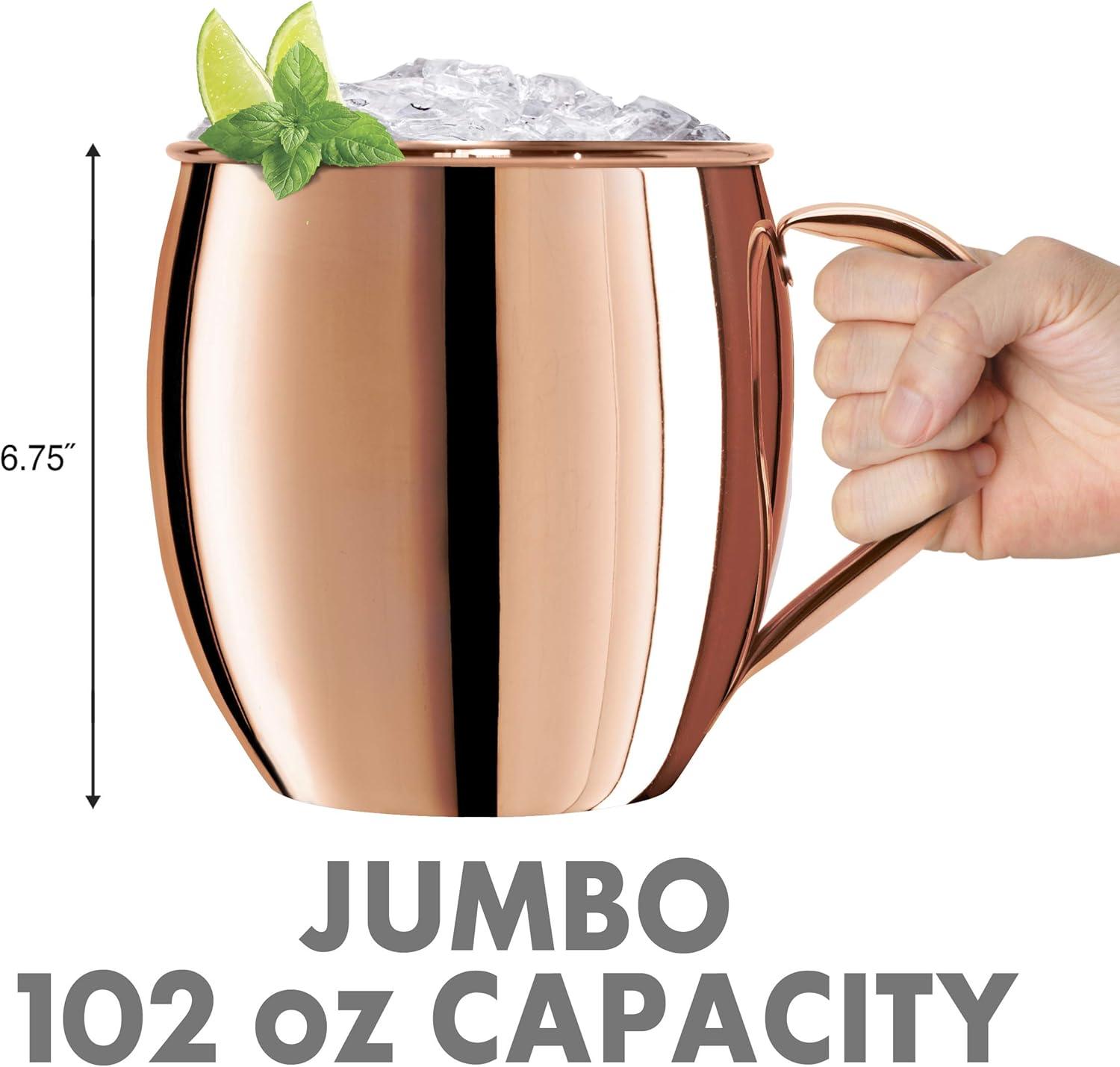 imageOggi Jumbo Stainless Steel Moscow Mule Mug 102oz Copper Plated Moscow Mule Cup Cocktail Cart ampamp Home Bar Accessories Moscow Mule Mugs Make Great Gifts