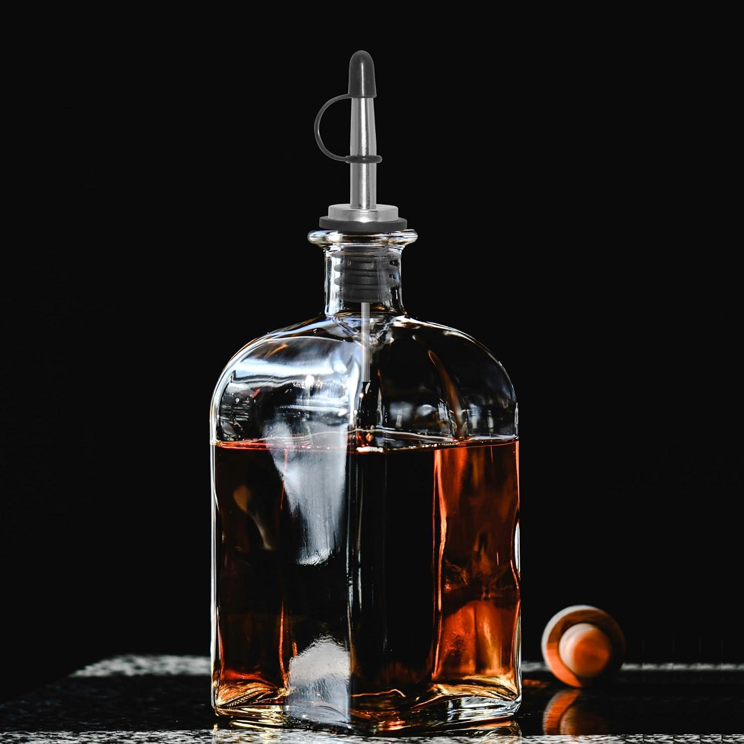 imageOggi Set of 2 Stainless Steel Classic Bottle Pourers with Tapered Spout  Liquor Pourers with Rubber Dust Caps Bar Accessories Bartender Kit Bottle Pour Spout