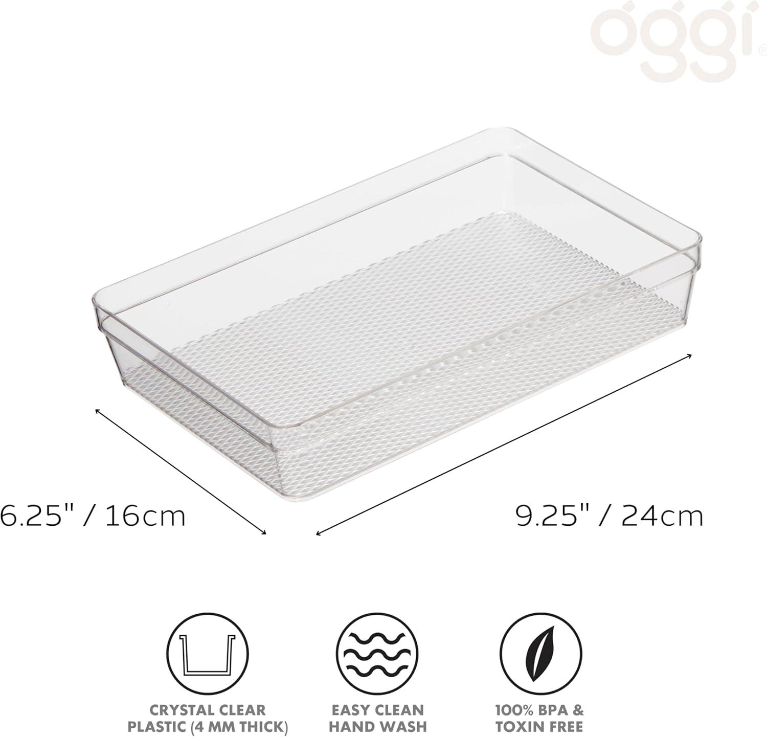 imageOggi Set of 3 Clear Drawer Organizers  1 6x625 1 625x925 1 625x1575  Ideal for Organizing Kitchen Drawers Office Desk Silverware Kitchen Utensils Cosmetics and Bathrooms6 by 9