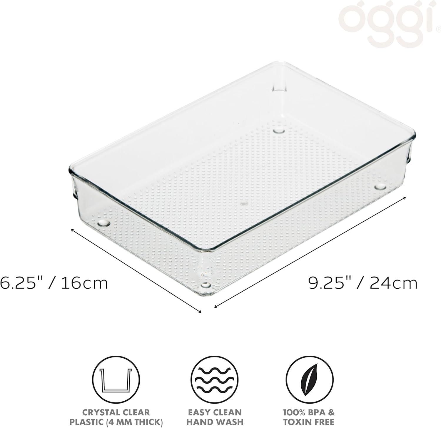 imageOggi Set of 3 Clear Drawer Organizers  1 6x625 1 625x925 1 625x1575  Ideal for Organizing Kitchen Drawers Office Desk Silverware Kitchen Utensils Cosmetics and Bathrooms6 by 9 Pack of 2