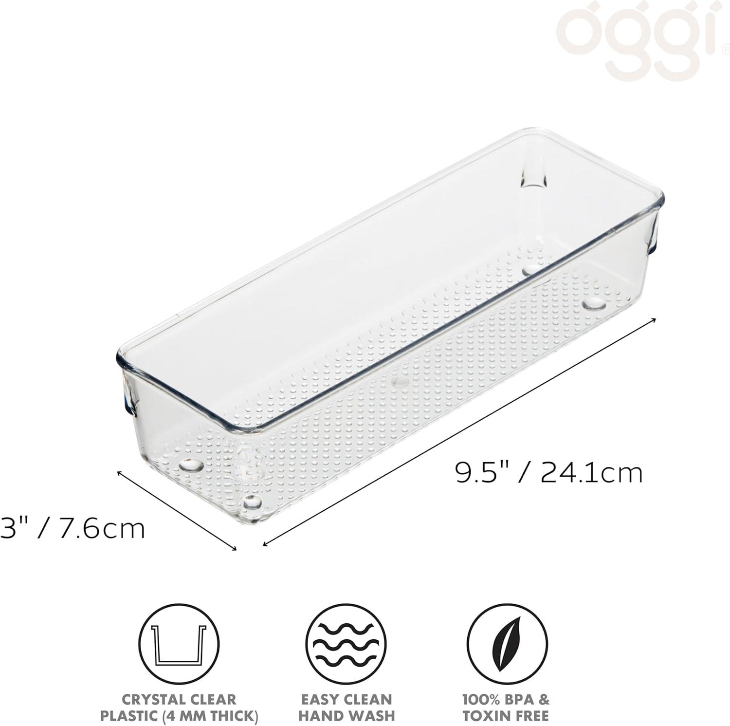 imageOggi Set of 3 Clear Drawer Organizers  1 6x625 1 625x925 1 625x1575  Ideal for Organizing Kitchen Drawers Office Desk Silverware Kitchen Utensils Cosmetics and Bathrooms3 by 9 Pack of 2