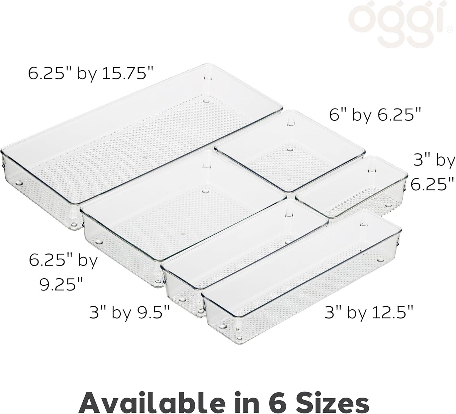 imageOggi Set of 3 Clear Drawer Organizers  1 6x625 1 625x925 1 625x1575  Ideal for Organizing Kitchen Drawers Office Desk Silverware Kitchen Utensils Cosmetics and Bathrooms6 by 9 Pack of 2