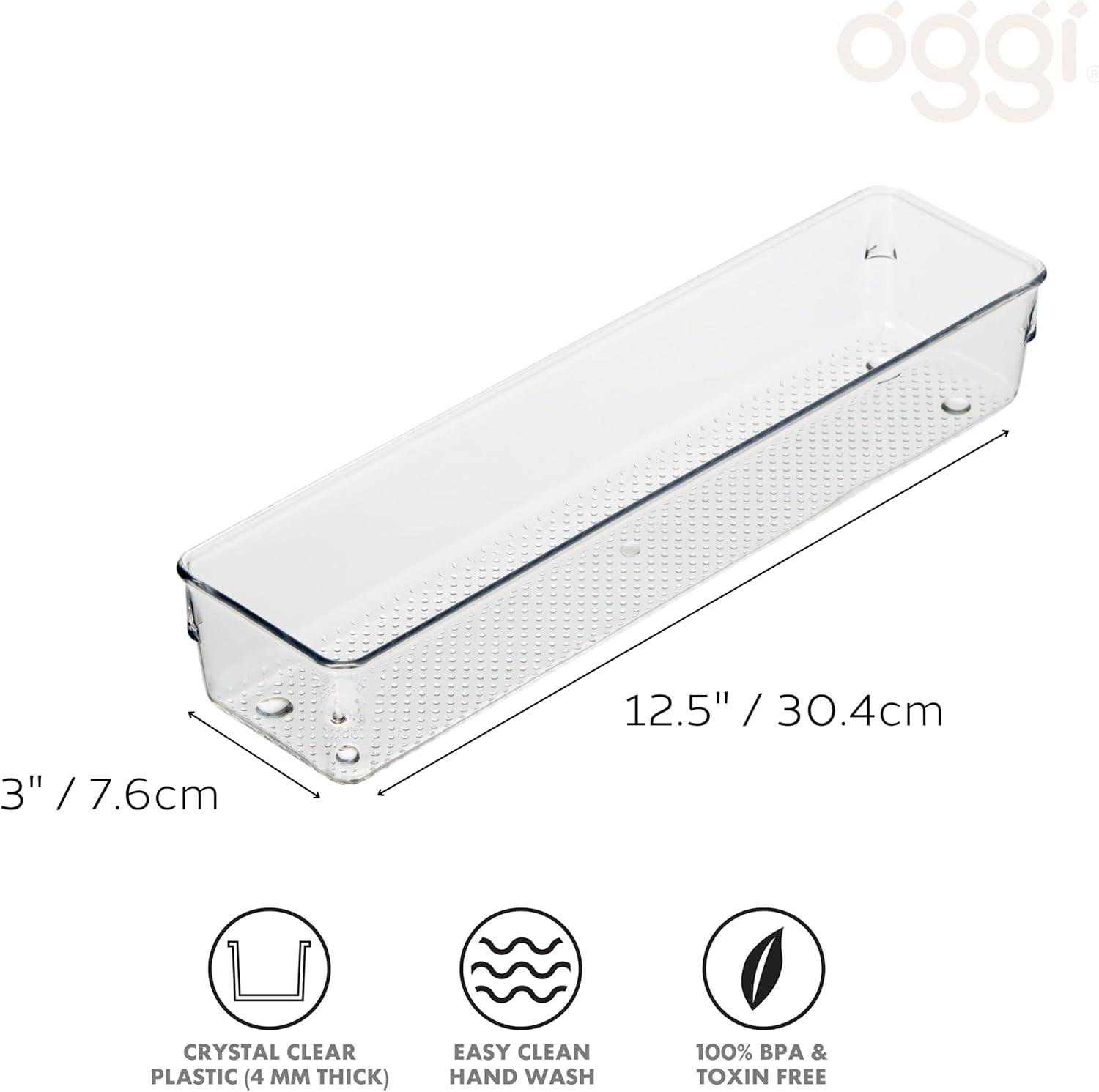 imageOggi Set of 3 Clear Drawer Organizers  1 6x625 1 625x925 1 625x1575  Ideal for Organizing Kitchen Drawers Office Desk Silverware Kitchen Utensils Cosmetics and Bathrooms3 by 12 Pack of 2