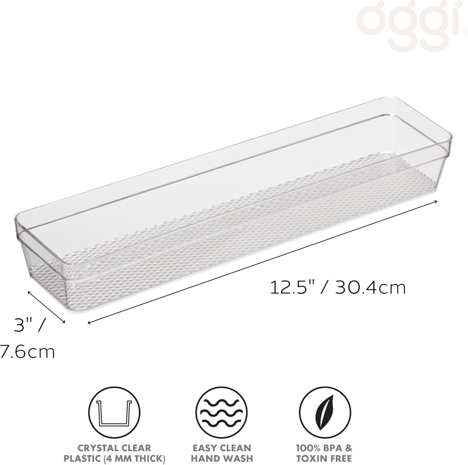 imageOggi Set of 3 Clear Drawer Organizers  1 6x625 1 625x925 1 625x1575  Ideal for Organizing Kitchen Drawers Office Desk Silverware Kitchen Utensils Cosmetics and Bathrooms3 by 12