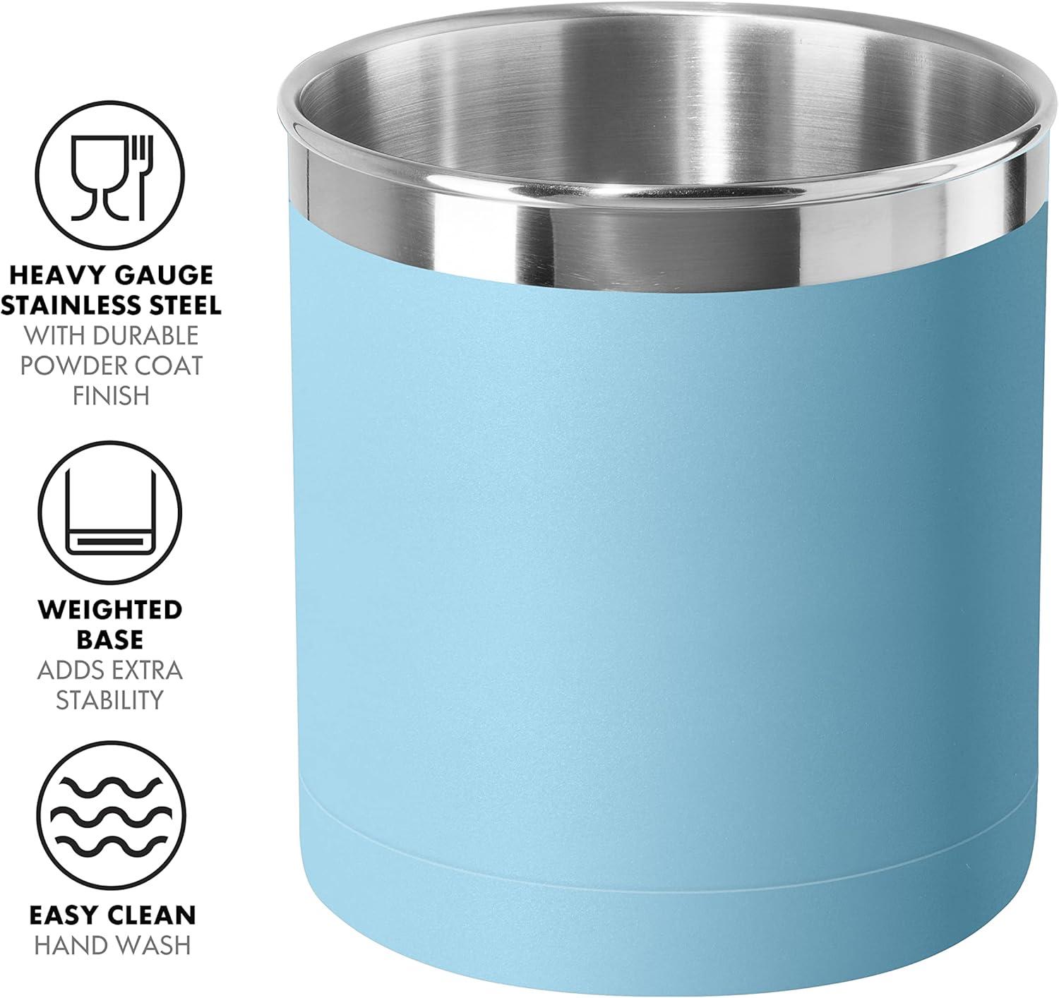 imageOggi Stainless Steel Jumbo Utensil Holder  7quot Utensil Caddy Weighted Base for Stability  Extra Large Utensil Crock and Countertop Utensil Organizer Charcoal 72111Turquoise  7