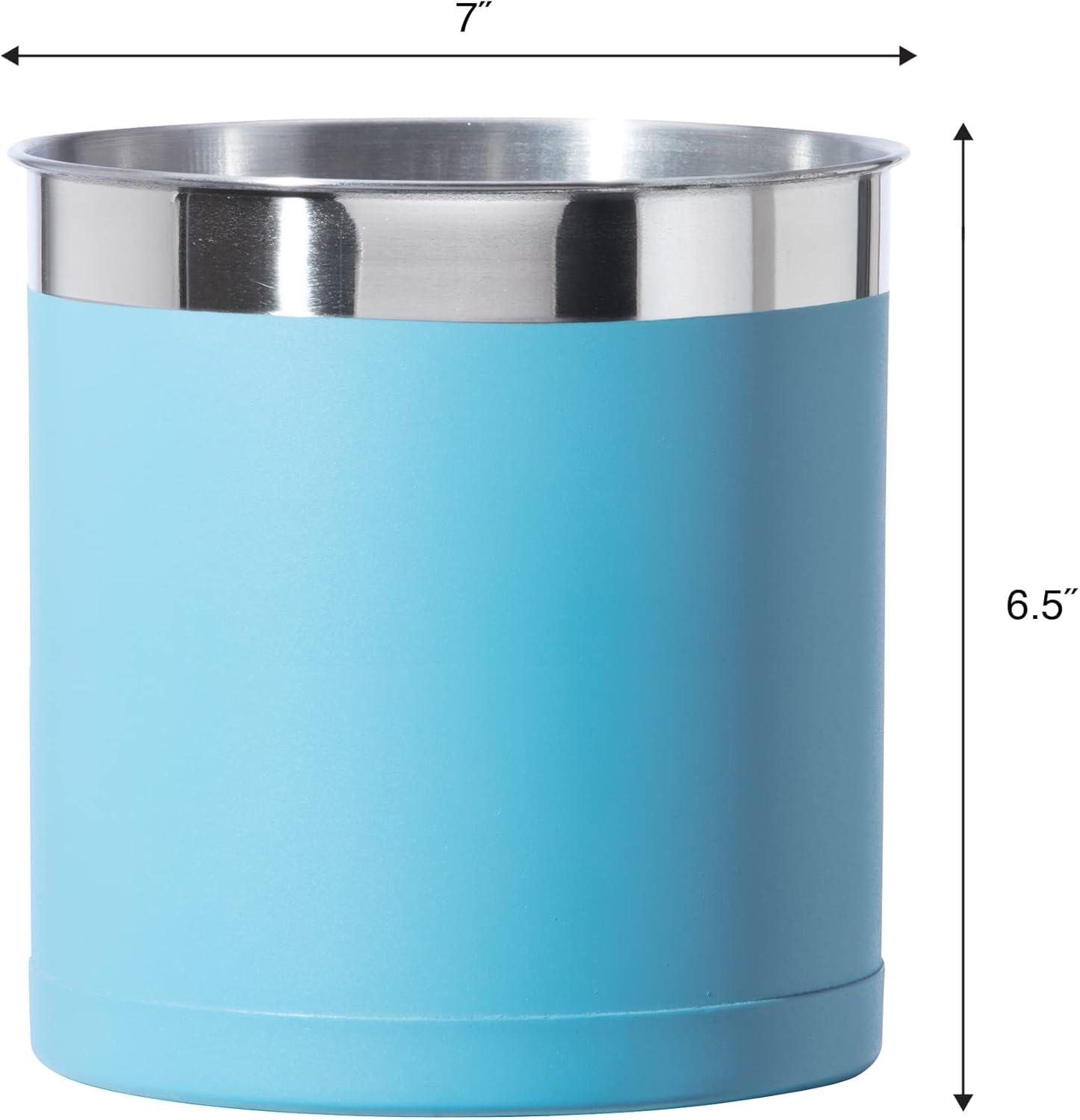 imageOggi Stainless Steel Jumbo Utensil Holder  7quot Utensil Caddy Weighted Base for Stability  Extra Large Utensil Crock and Countertop Utensil Organizer Charcoal 72111Turquoise  7