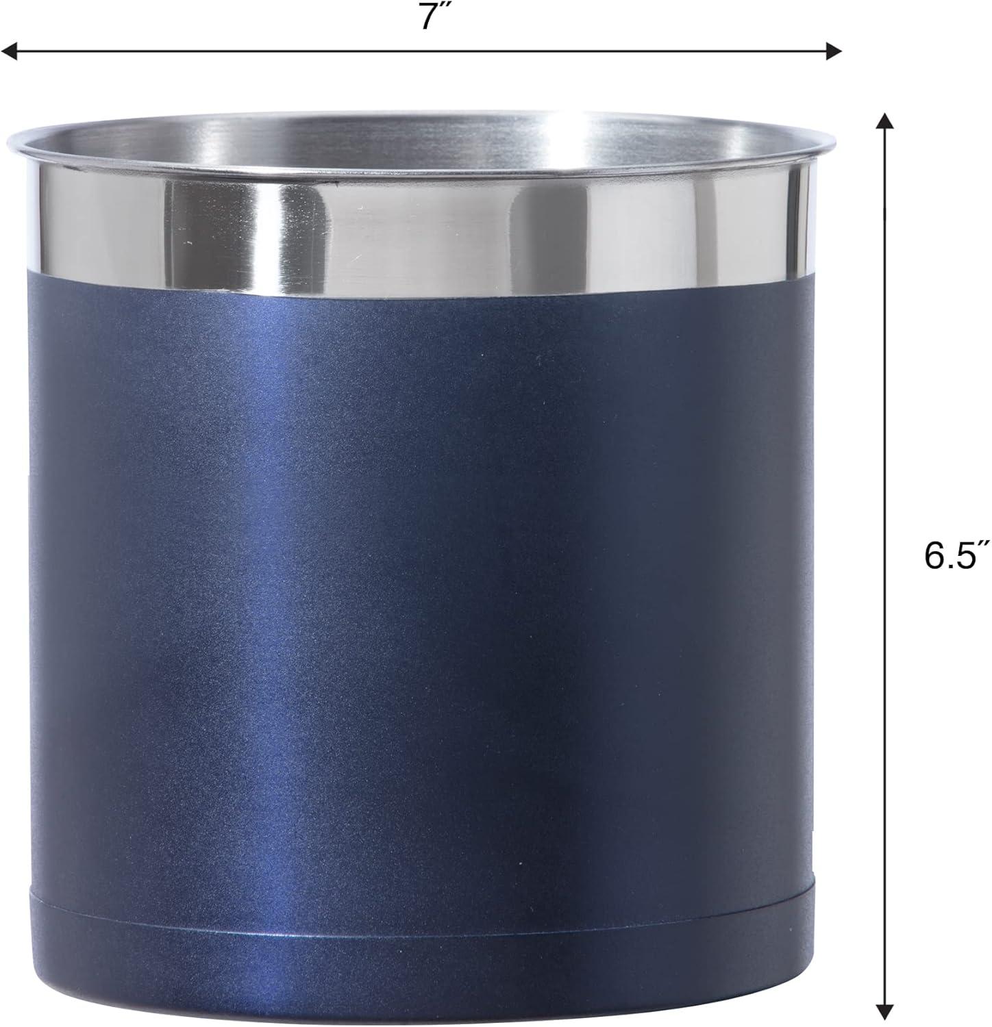 imageOggi Stainless Steel Jumbo Utensil Holder  7quot Utensil Caddy Weighted Base for Stability  Extra Large Utensil Crock and Countertop Utensil Organizer Charcoal 72111Blue  7