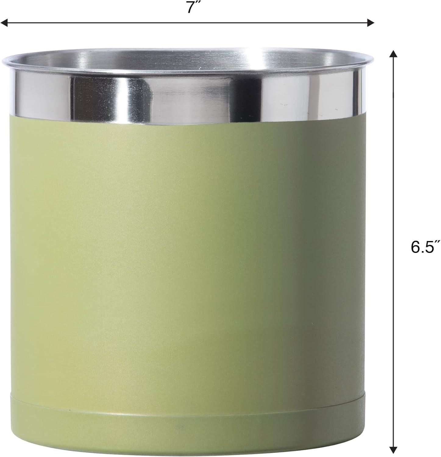imageOggi Stainless Steel Jumbo Utensil Holder  7quot Utensil Caddy Weighted Base for Stability  Extra Large Utensil Crock and Countertop Utensil Organizer Charcoal 72111Olive  7