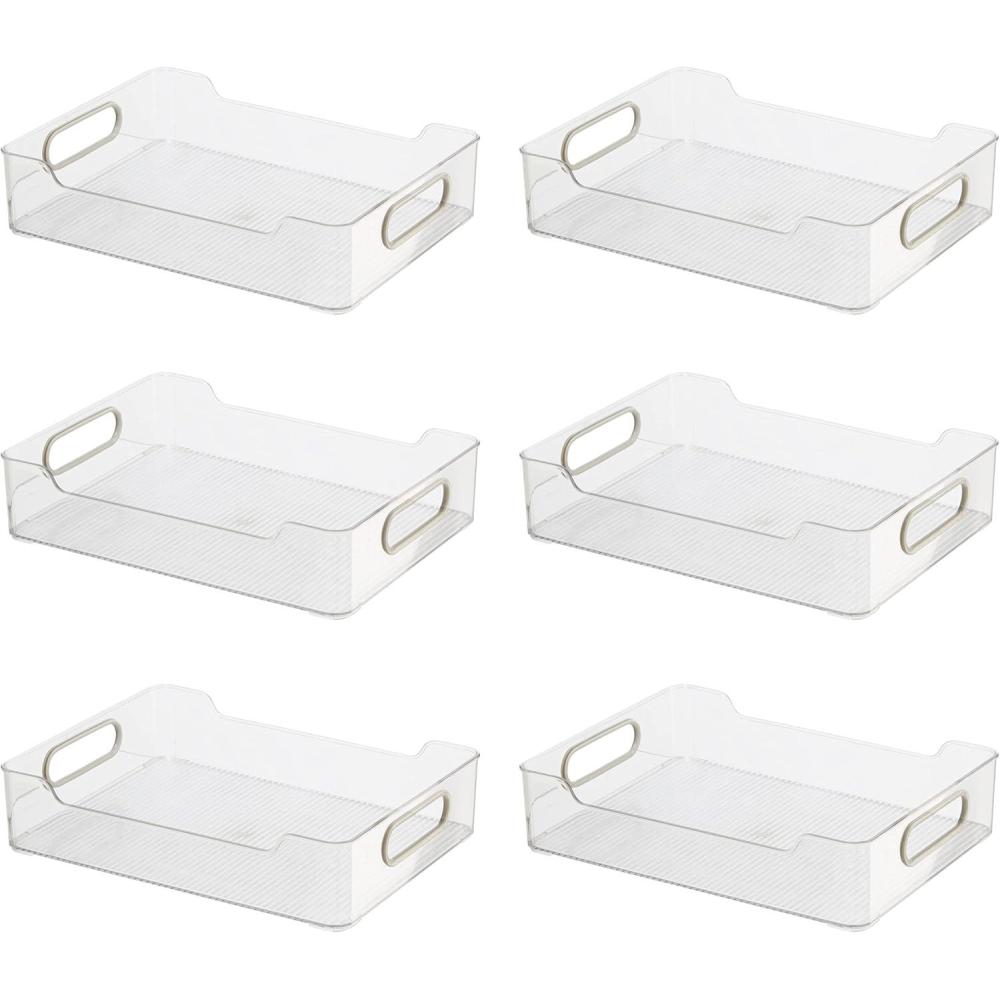 imageOggi CabinetDrawer Storage Bin  14quot x 5quot Set of 6 ClearGray Ideal for Kitchen Organization Pantry Storage Fridge Organizing12 x 875 set of 6