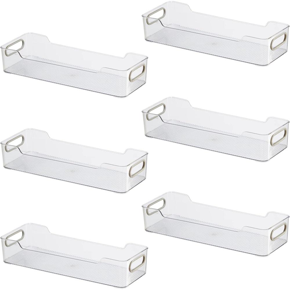 imageOggi CabinetDrawer Storage Bin  14quot x 5quot Set of 6 ClearGray Ideal for Kitchen Organization Pantry Storage Fridge Organizing14 x 5 set of 6