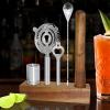 imageOGGI 6Piece Slim Bartender Kit  Ideal Bar Cart Accessories Great Decor and Accessories for the Home Bar Bartending Kit  Acacia Base ampamp Muddler Stainless Stirrer Opener Jigger Cocktail Strainer