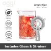 imageOGGI Cocktail Mixing Glass ampamp Strainer Set  Elegant Bar Mixing Set with 16oz Glass Beaker Essential Mixology Bartender Kit Old Fashioned Kit Includes Stainless Steel Hawthorne Strainer2Piece