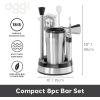 imageOGGI Compact Stainless Steel 8Piece Bar Tool Set Bartender Kit w Stand Stainless Steel Cocktail Set Ideal Bar Accessories Barware Set is Perfect for Bar Cart or Home Bar