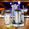 imageOGGI Compact Stainless Steel 8Piece Bar Tool Set Bartender Kit w Stand Stainless Steel Cocktail Set Ideal Bar Accessories Barware Set is Perfect for Bar Cart or Home Bar